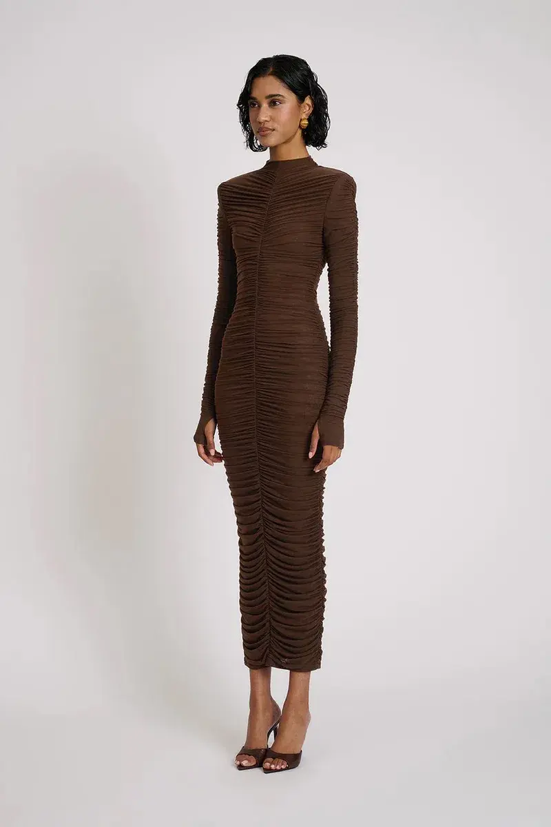 Eliya The Label Melissa Midi Dress Brown Size 8 - Image 3