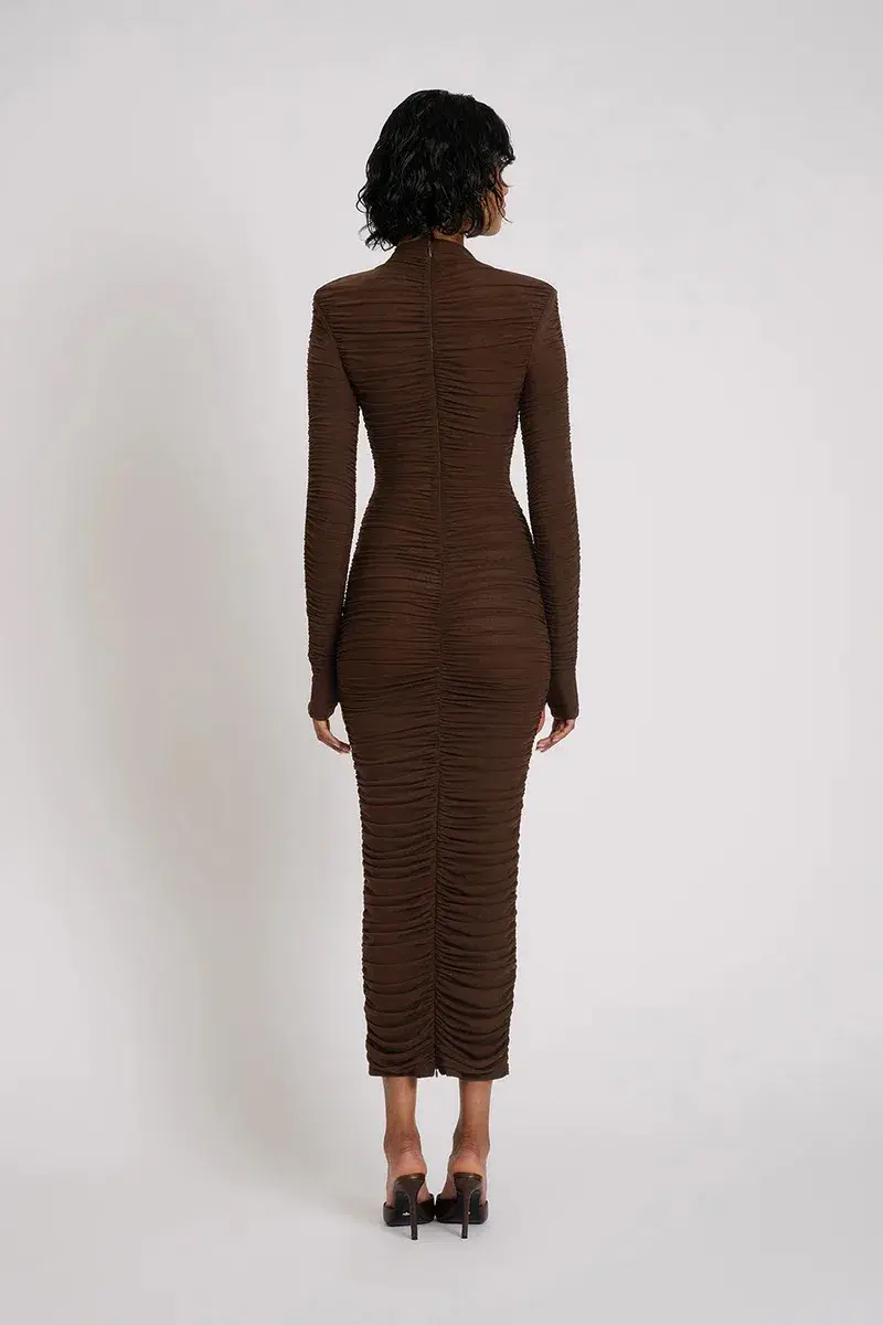 Eliya The Label Melissa Midi Dress Brown Size 8 for rent on The Volte - main image