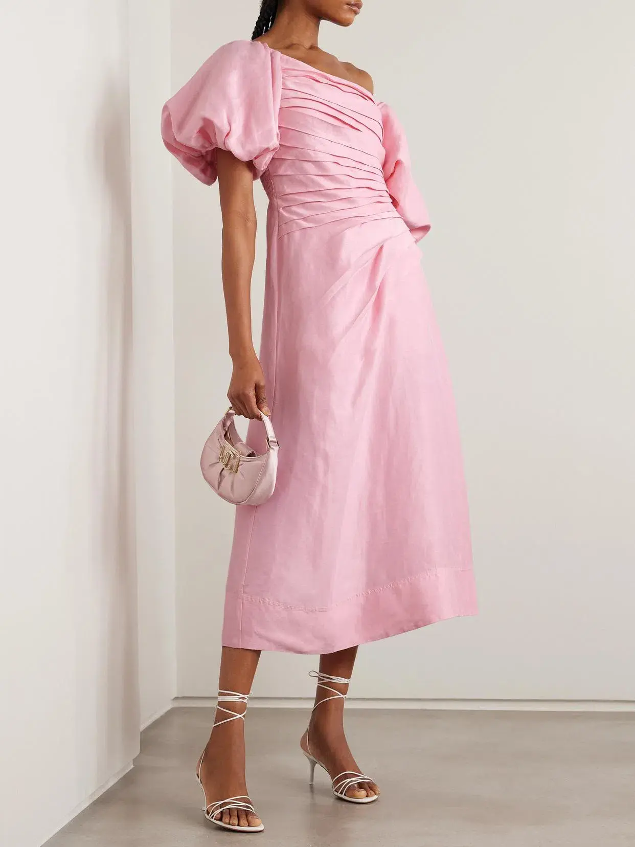 Aje Cadence Ruched Midi Dress in Ballerina Pink Size 10 - Image 2