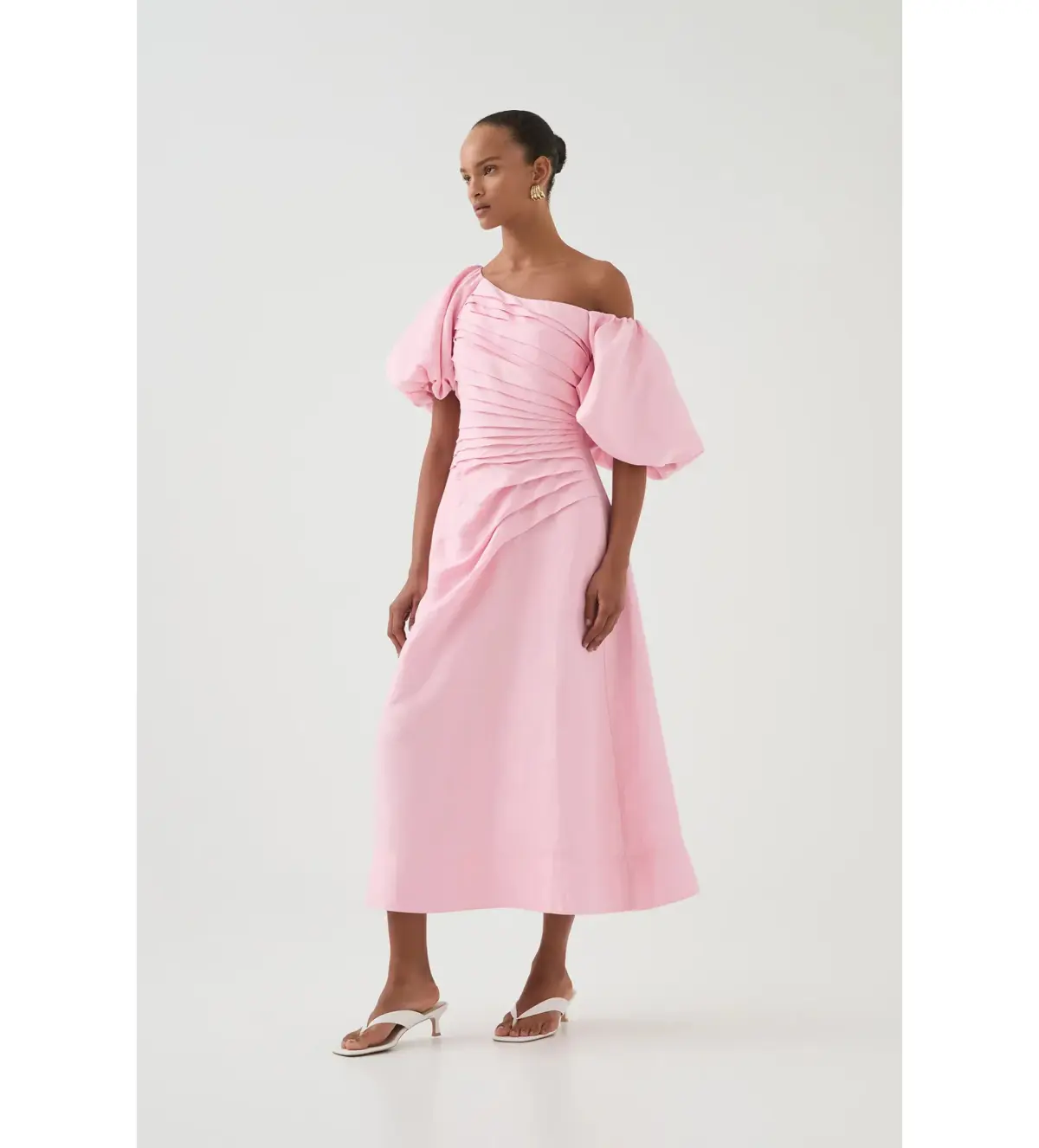 Aje Cadence Ruched Midi Dress in Ballerina Pink Size L / AU 12 - Image 2