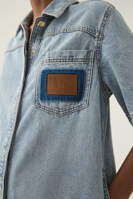 Aje Aura Denim Mini Tunic Dress Size AU 12 - Image 3