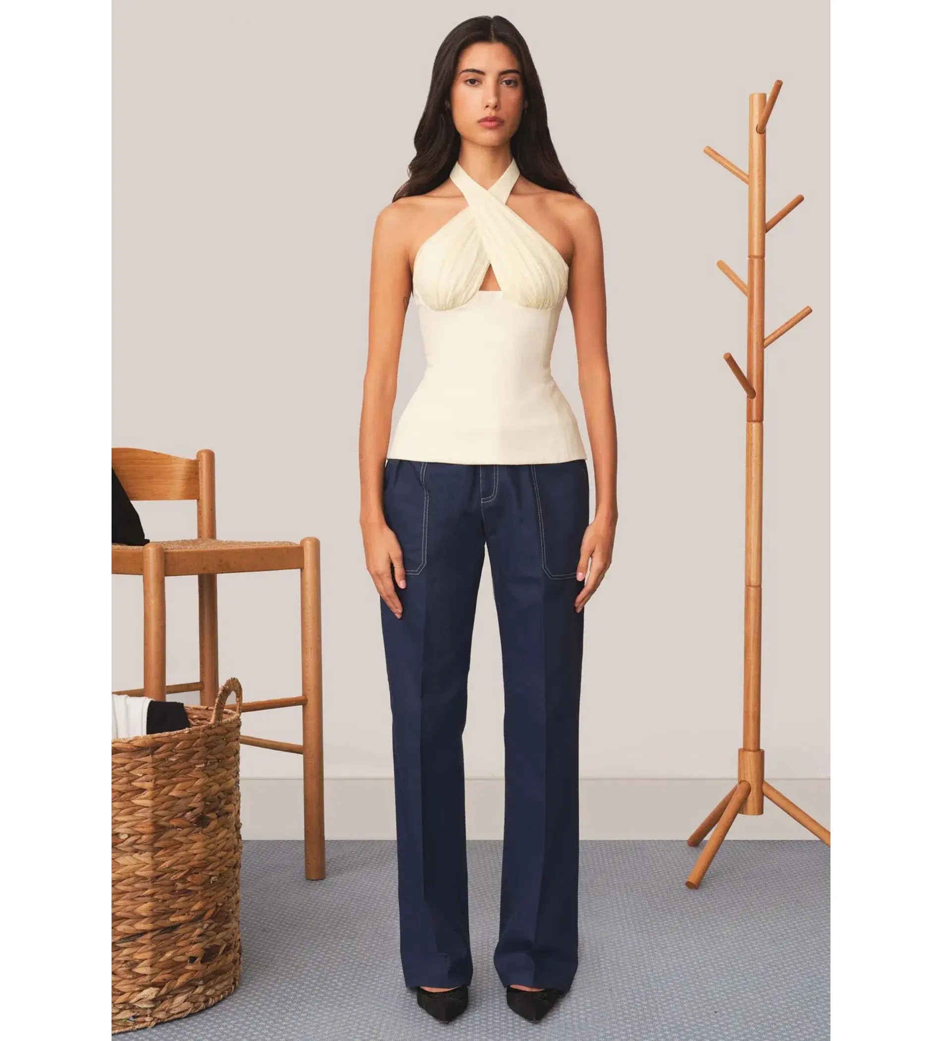 Tae Park Sculpted Halter Top Ivory Size S AU 8 - Image 2