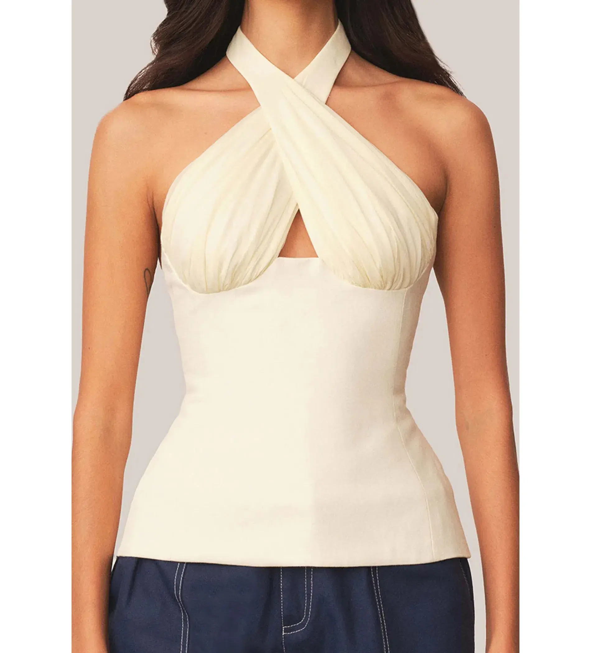 Tae Park Sculpted Halter Top Ivory Size S AU 8 - Image 1
