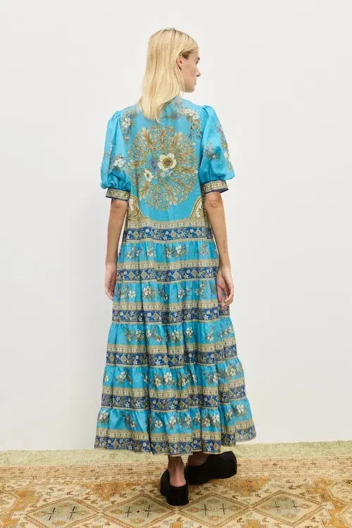 Alemais Cassie Tiered Midi Dress in Blue Size AU 12 - Image 3