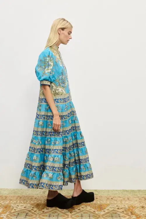 Alemais Cassie Tiered Midi Dress in Blue Size AU 12 - Image 2