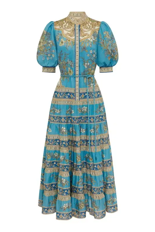 Alemais Cassie Tiered Midi Dress in Blue Size AU 12 - Image 5