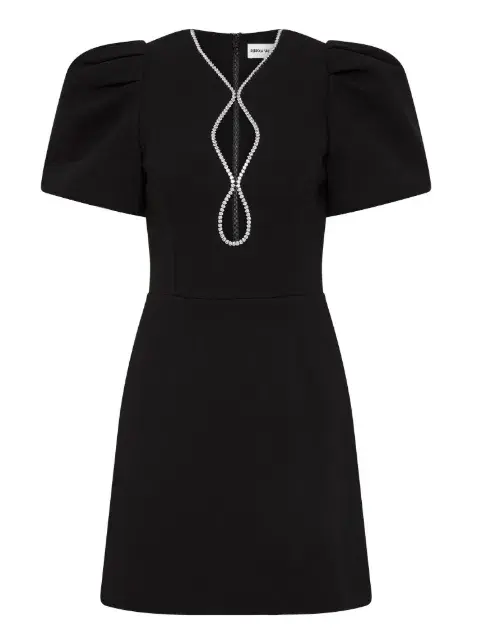 Rebecca Vallance Estella Puff Sleeve Mini Dress Black Size AU 4 - Image 5