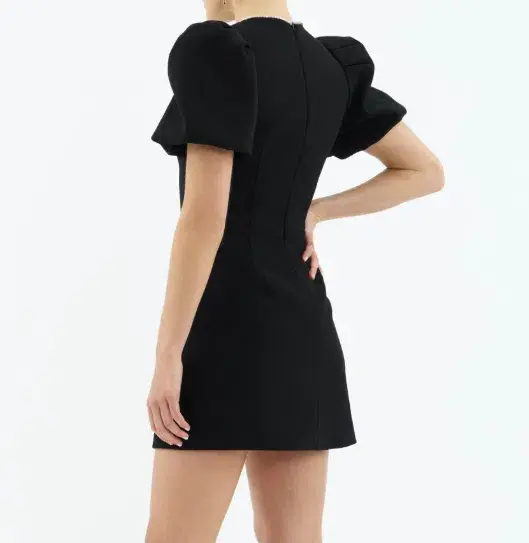 Rebecca Vallance Estella Puff Sleeve Mini Dress Black Size AU 4 - Image 3