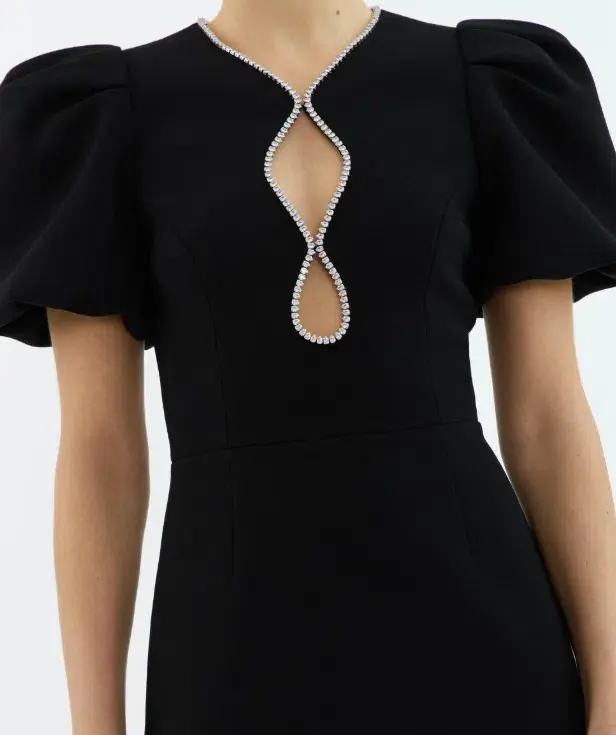 Rebecca Vallance Estella Puff Sleeve Mini Dress Black Size AU 4 - Image 4