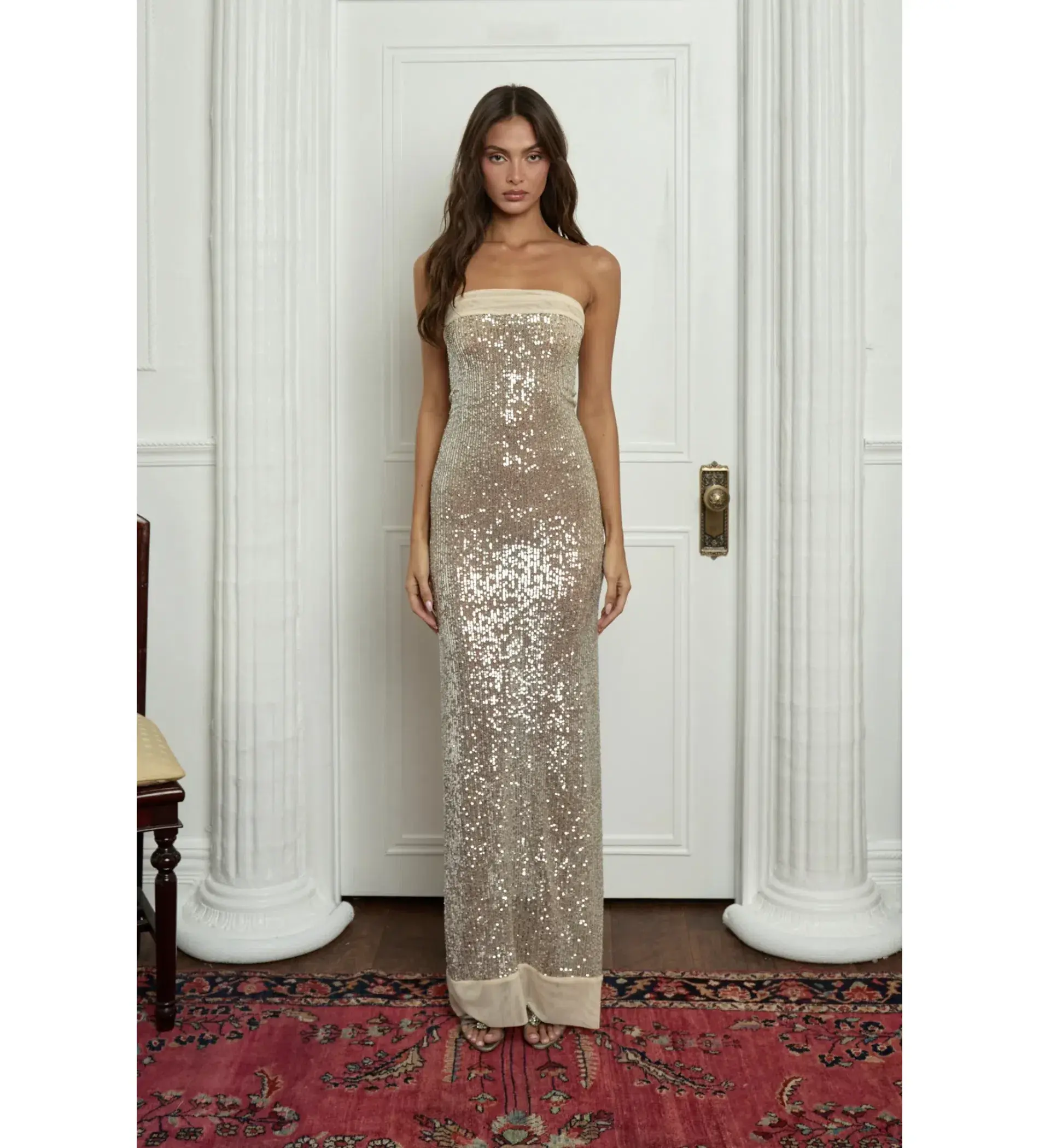 Fait Par Foutch Elizabeth Maxi Dress in Silver Size AU 8 - Image 1