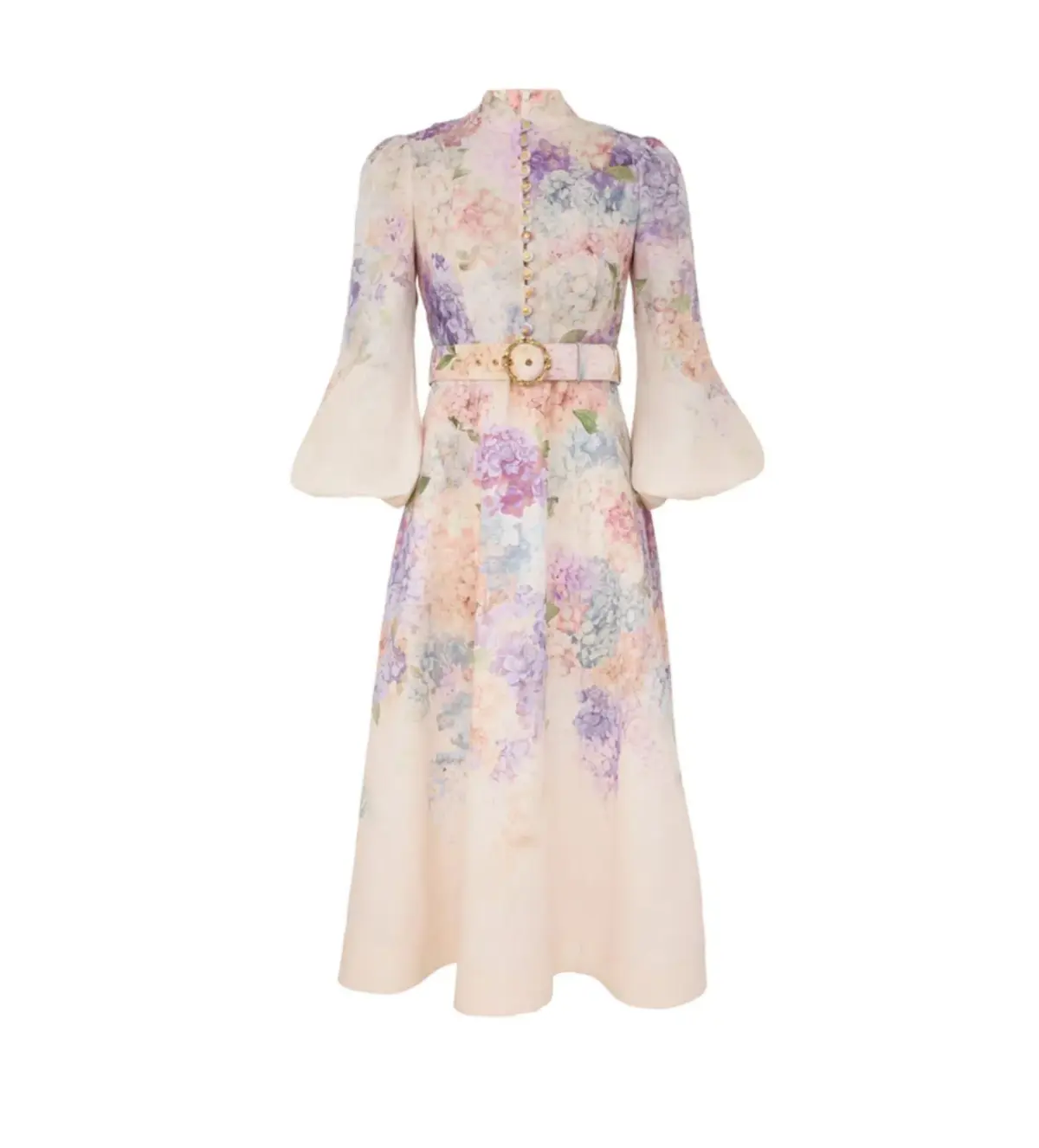 Zimmermann Dawning Buttoned Midi Dress Multi Hydrangea Size 3/AU 14 - Image 1