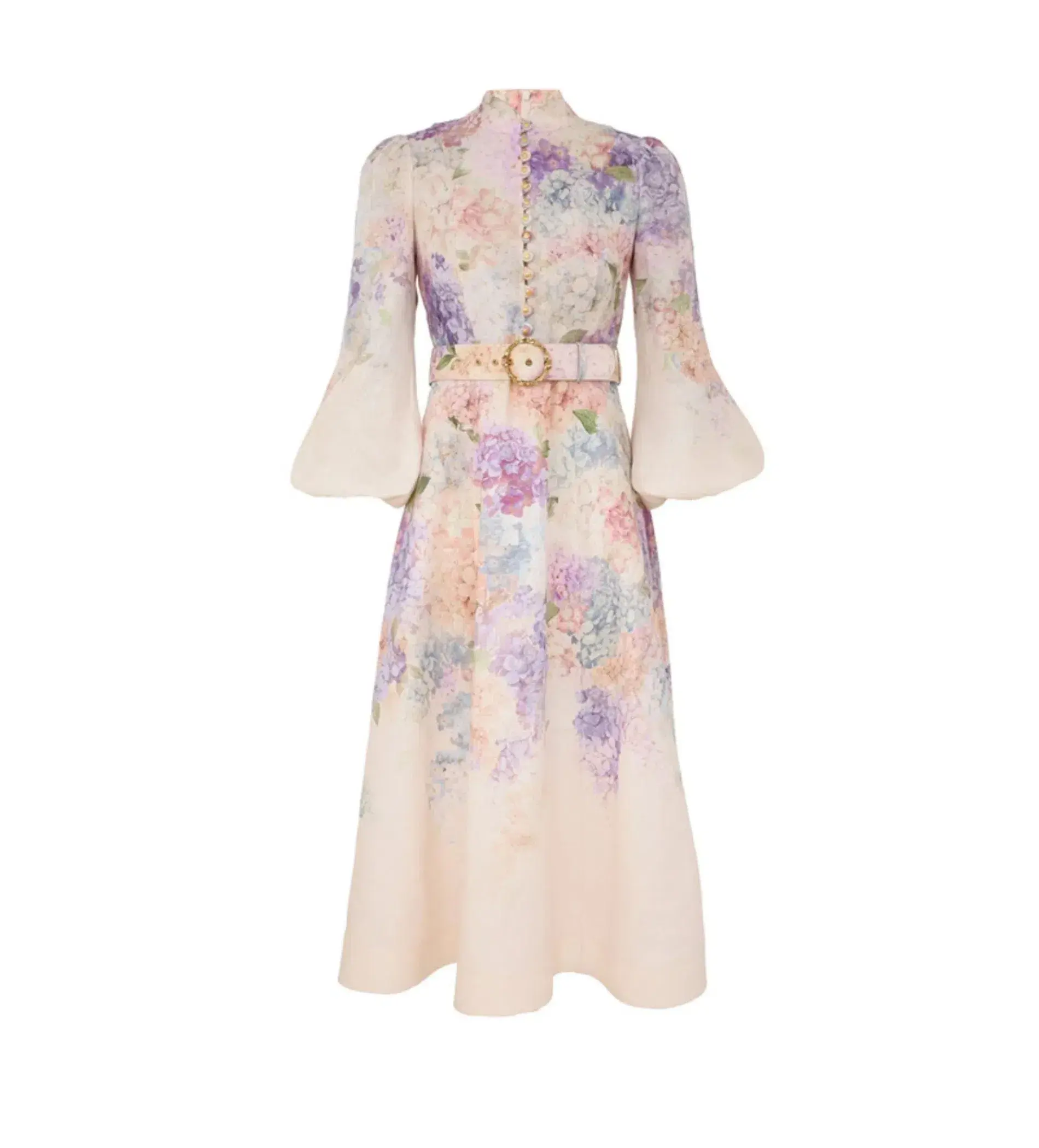 Zimmermann Dawning Buttoned Midi Dress Multi Hydrangea Size 3/AU 14 - Image 1