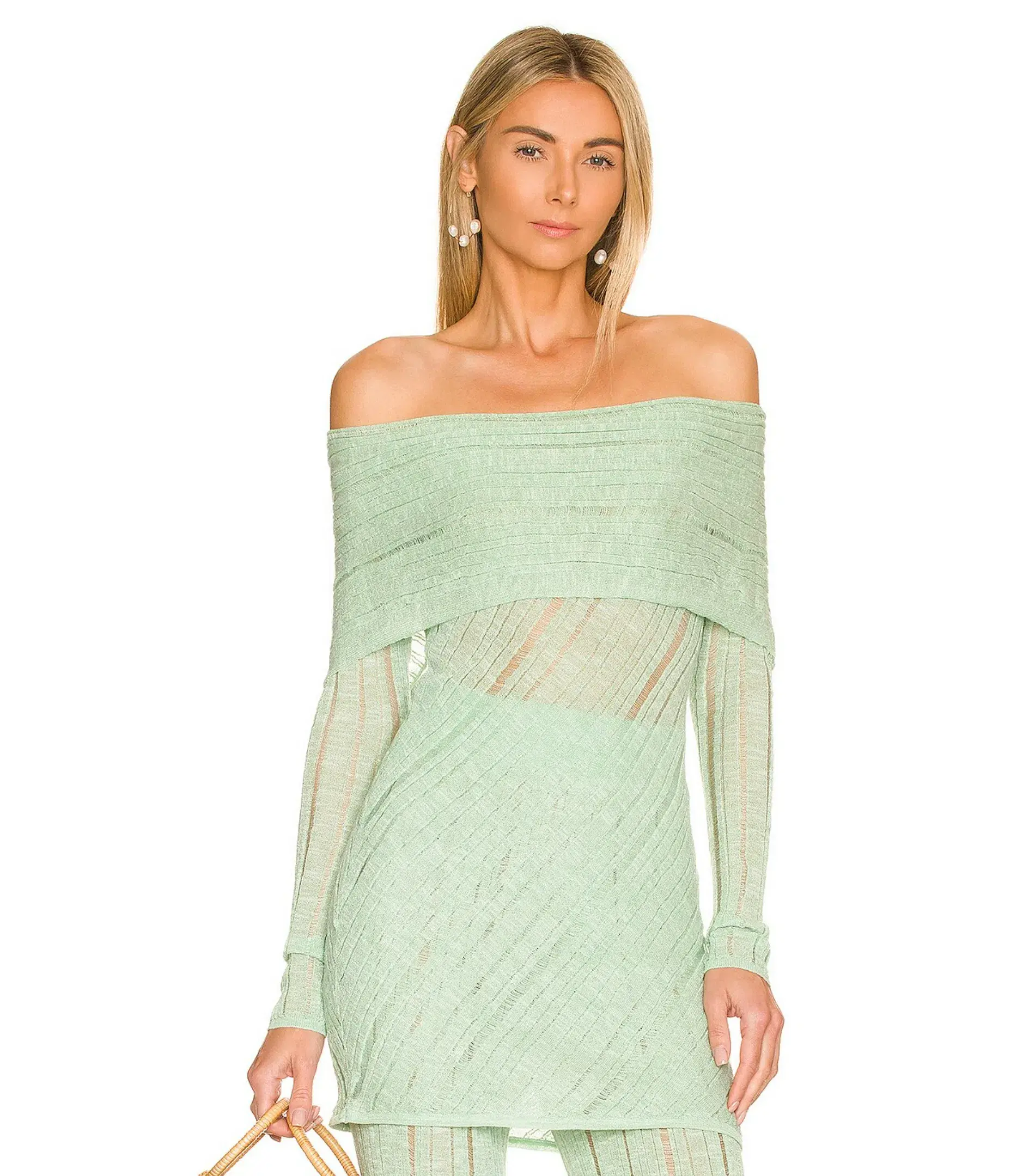 Cult Gaia Lotus Knit Top S / AU 8 and Laurel Knit Pant Size M / AU 10 Set in Aloe  - Image 2