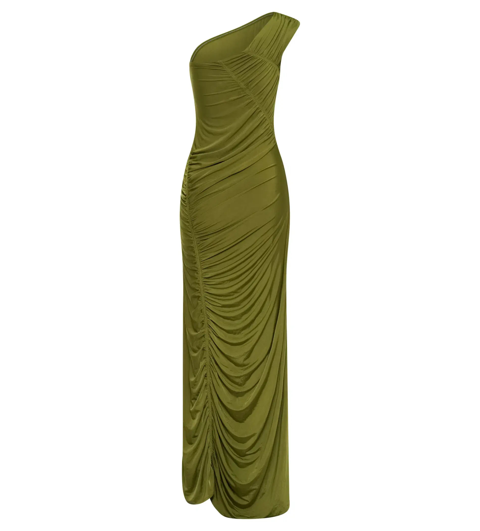 Meshki Capri Gathered Slinky Maxi Dress Vintage Olive Size 6/XS - Image 8