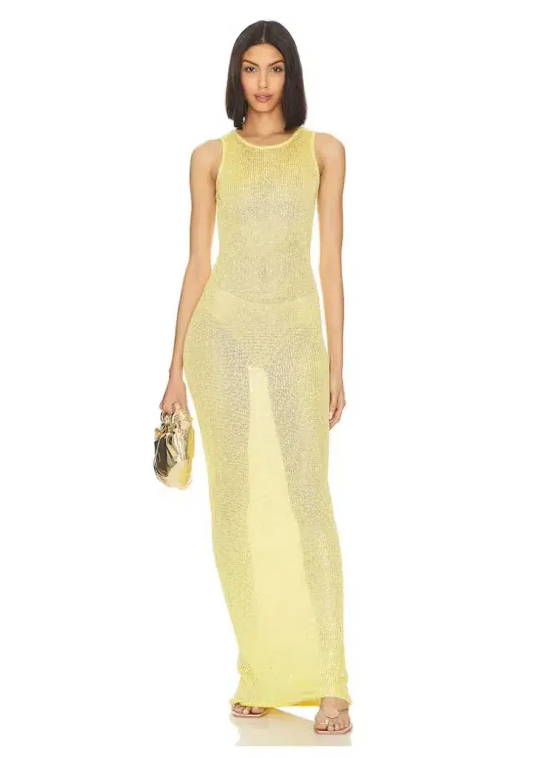 Asta Resort Natalia Maxi Dress in  Chartreuse Sequin Size AU 6 - Image 1