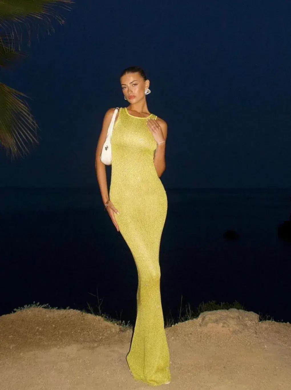 Asta Resort Natalia Maxi Dress in  Chartreuse Sequin Size AU 6 - Image 2