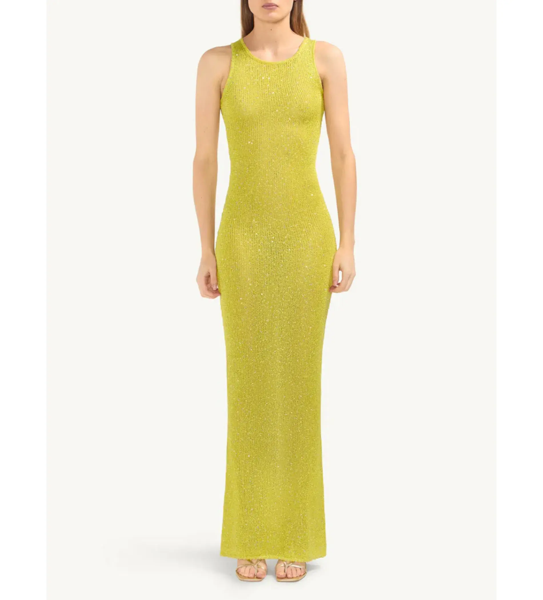 Asta Resort Natalia Maxi Dress in  Chartreuse Sequin Size AU 6 - Image 3