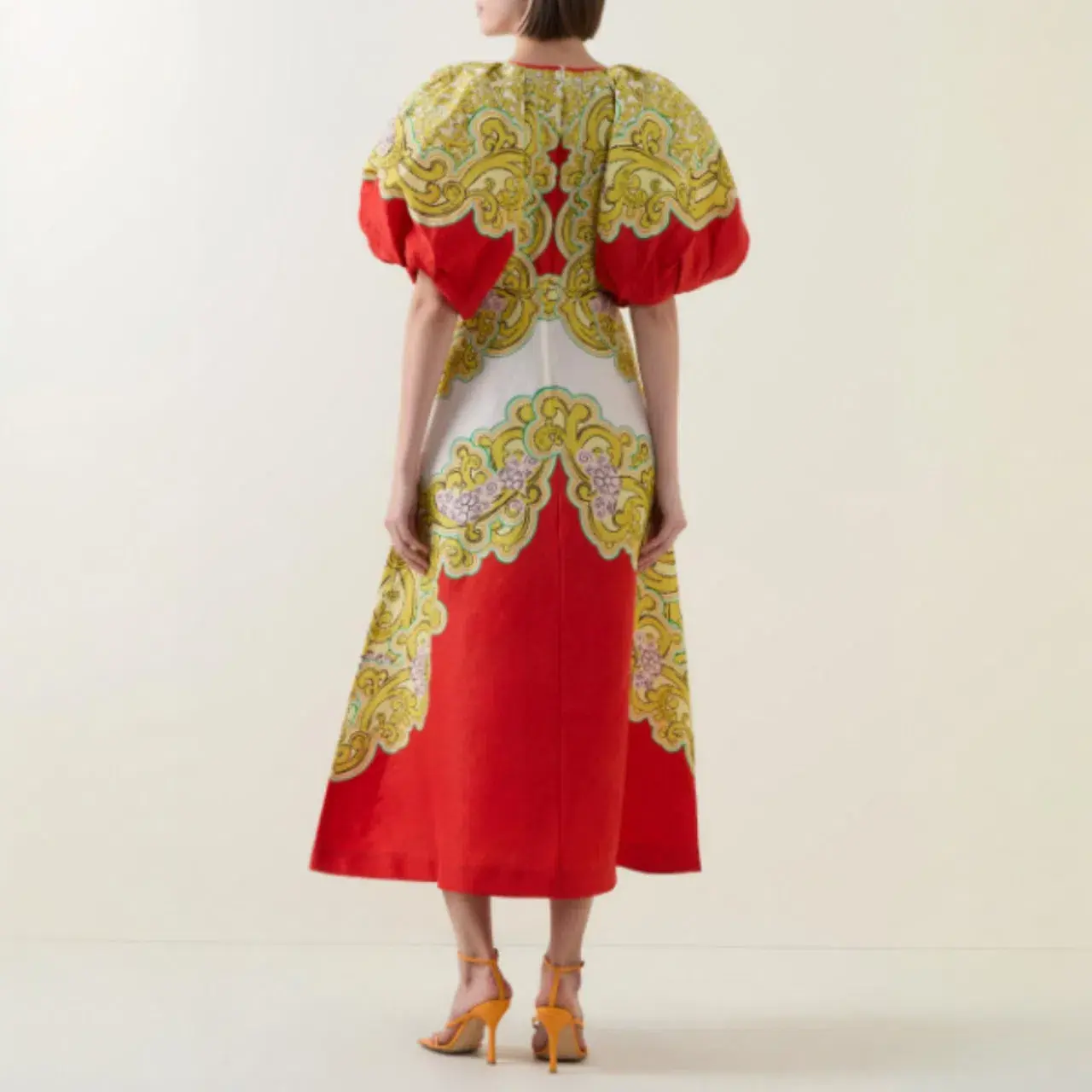 ALEMAIS Sierra Midi Dress Red Multi Size AU 10  - Image 2