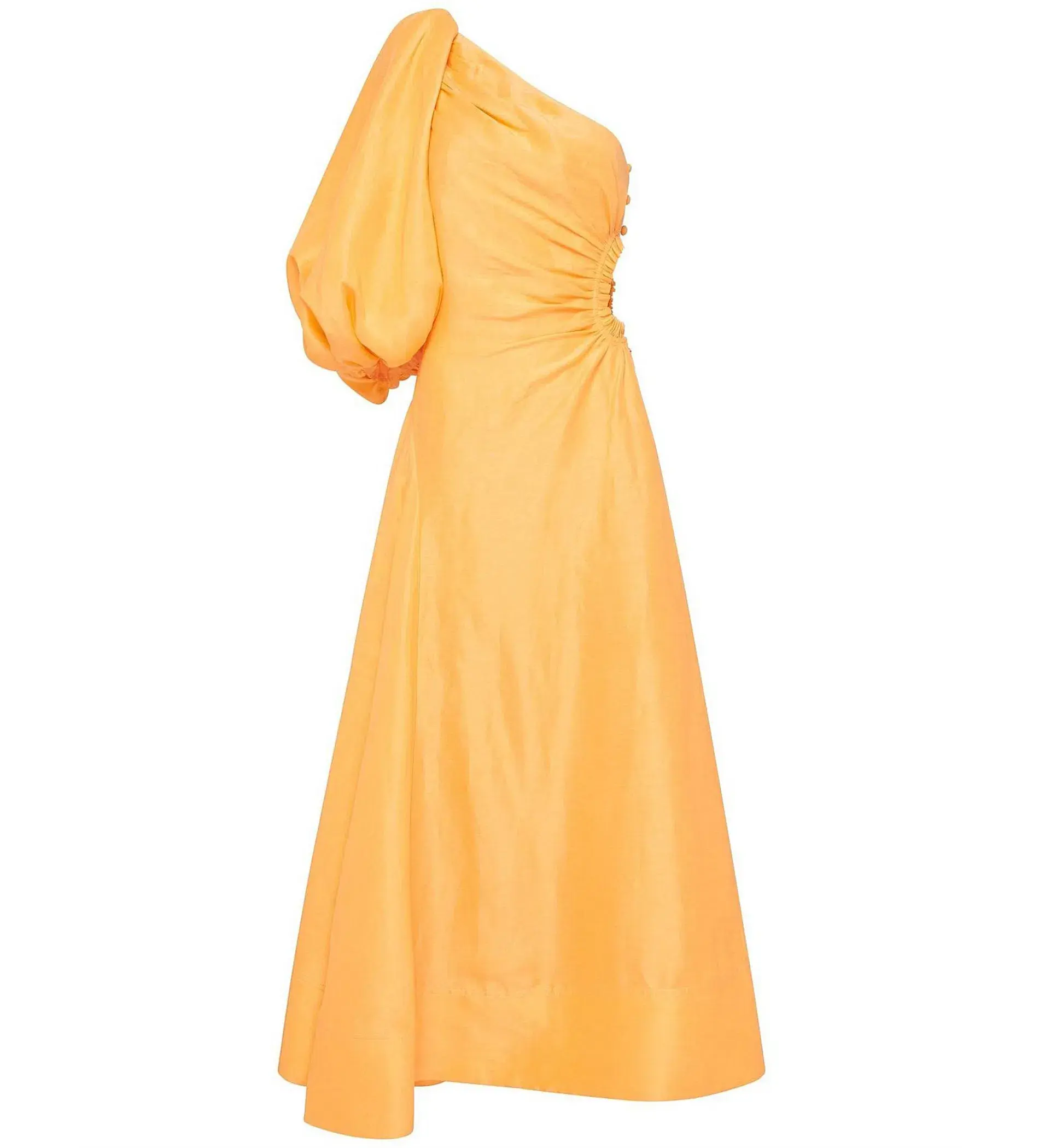 Aje Concept One Shoulder Puff Sleeve Midi Dress Mango Sorbet Size AU 6  - Image 5