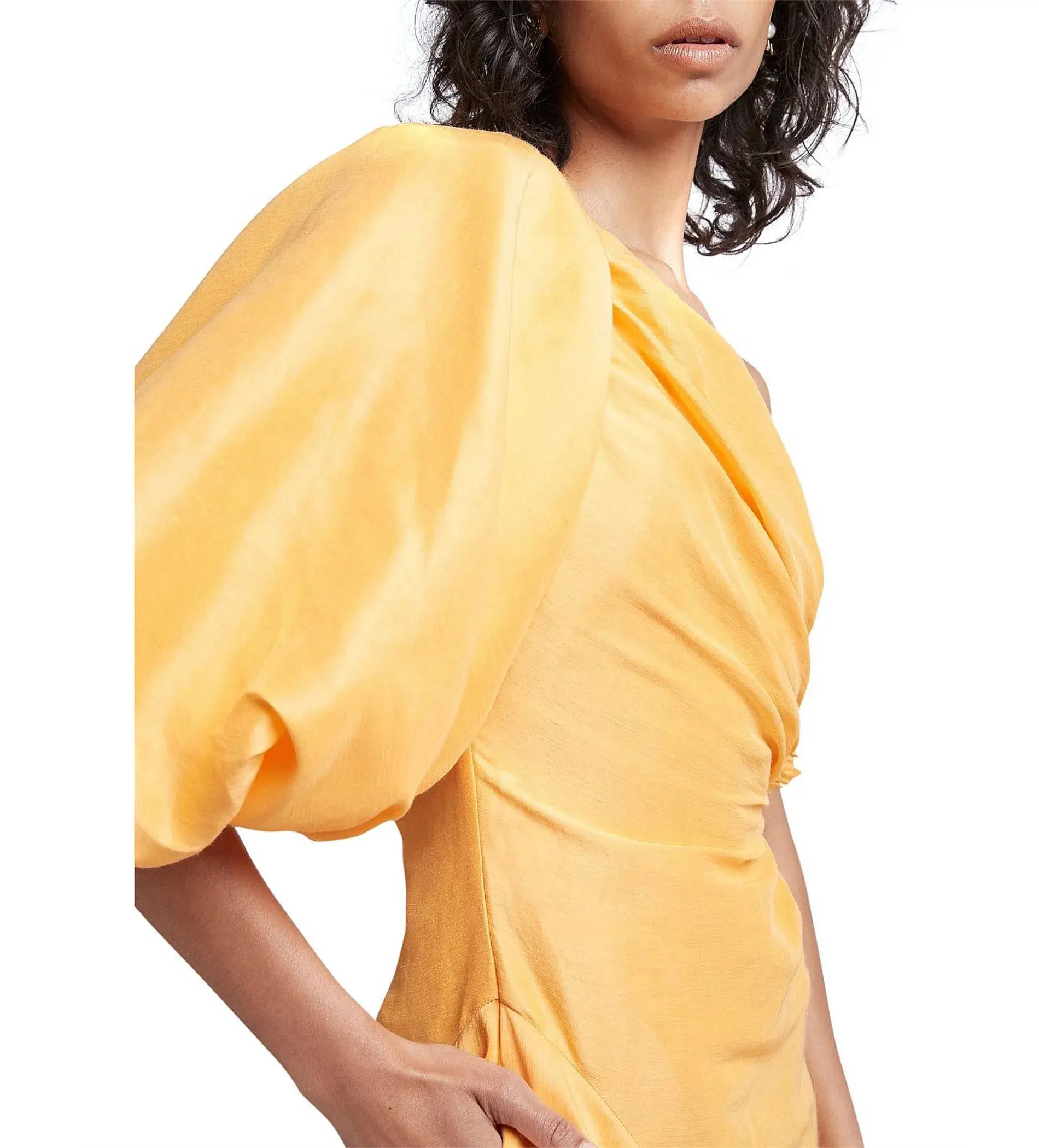 Aje Concept One Shoulder Puff Sleeve Midi Dress Mango Sorbet Size AU 6  - Image 3
