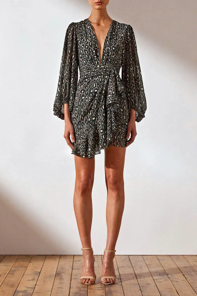 Shona Joy Buell Plunged Mini Dress Print Size 8 - Image 1