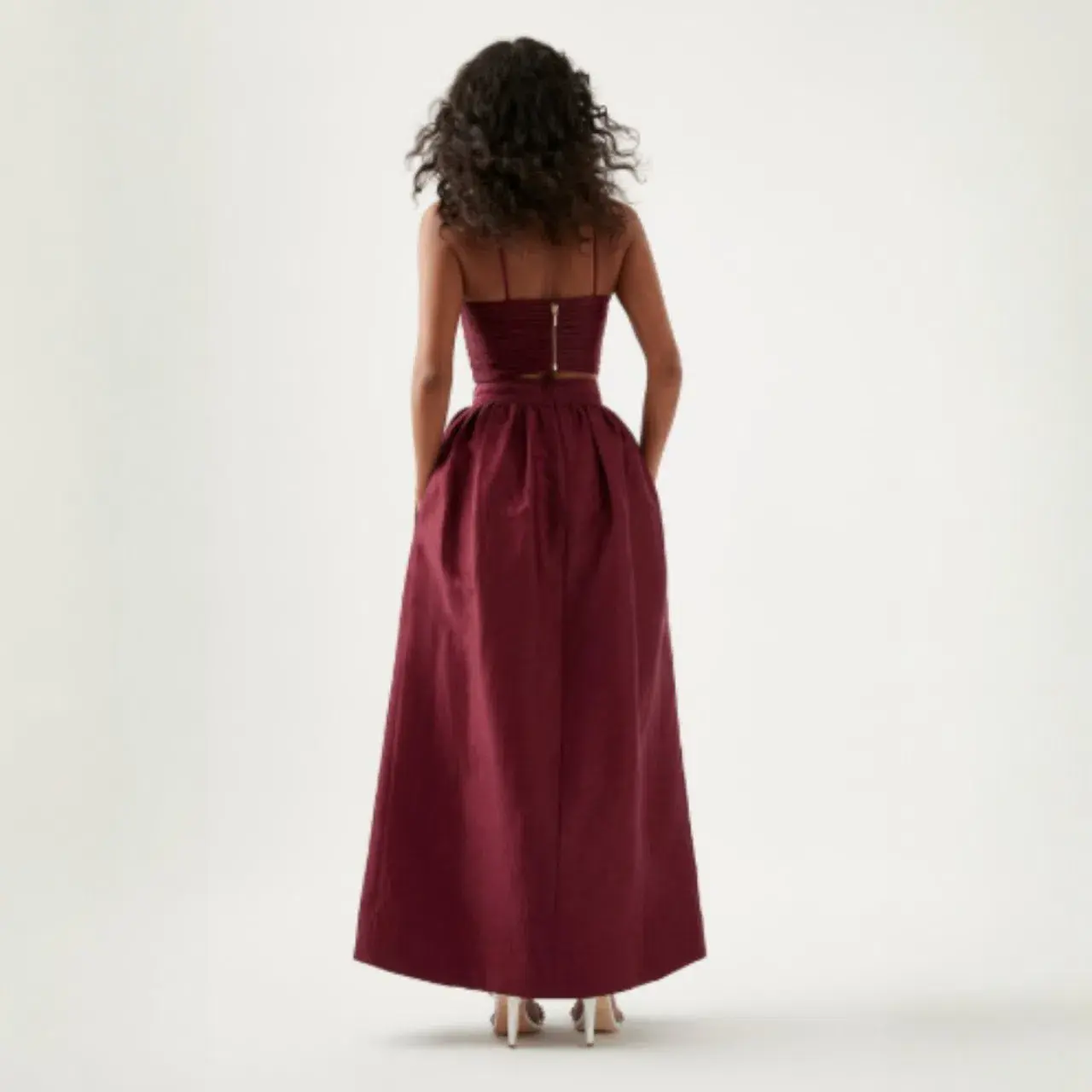 AJE Laurier Wave Cropped Top & Mirabelle Tulip Maxi Skirt Set Burgundy Size AU 14 16 - Image 2