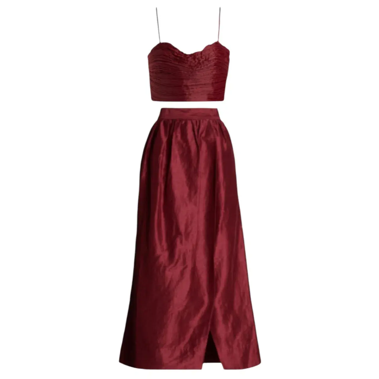 AJE Laurier Wave Cropped Top & Mirabelle Tulip Maxi Skirt Set Burgundy Size AU 14 16 - Image 6