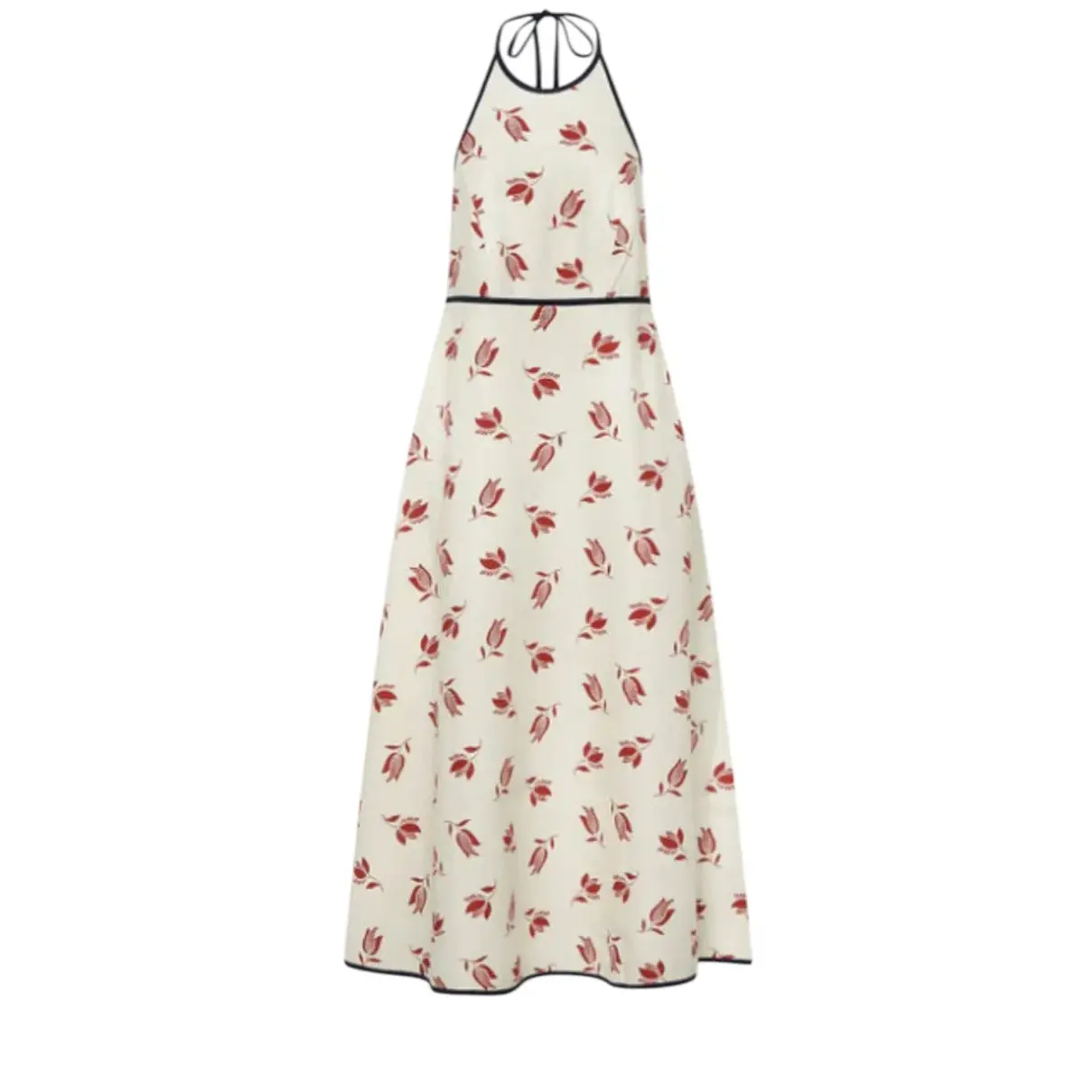 OROTON Dutch Tulip Halter Low Back Linen Midi Dress Ecru Size AU 14  - Image 6