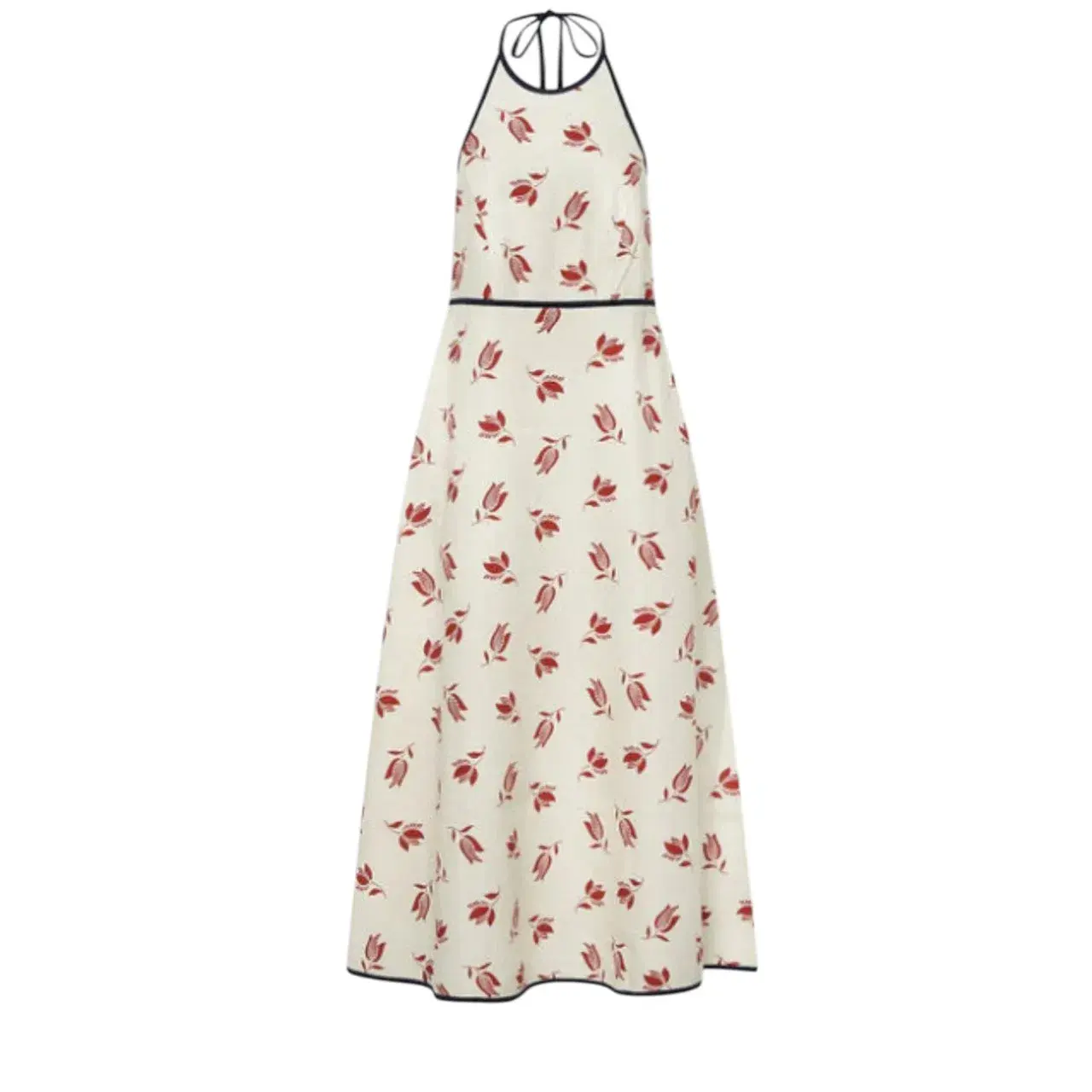 OROTON Dutch Tulip Halter Low Back Linen Midi Dress Ecru Size AU 14  - Image 6