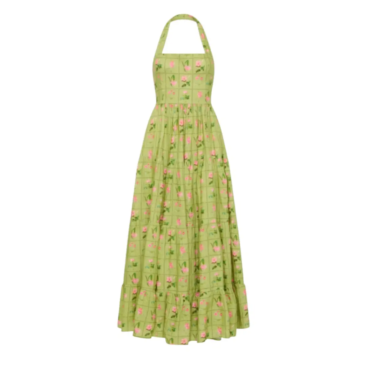 PALM NOOSA Willow Linen Midi Dress Green Floral Tile Size AU 14 - Image 7