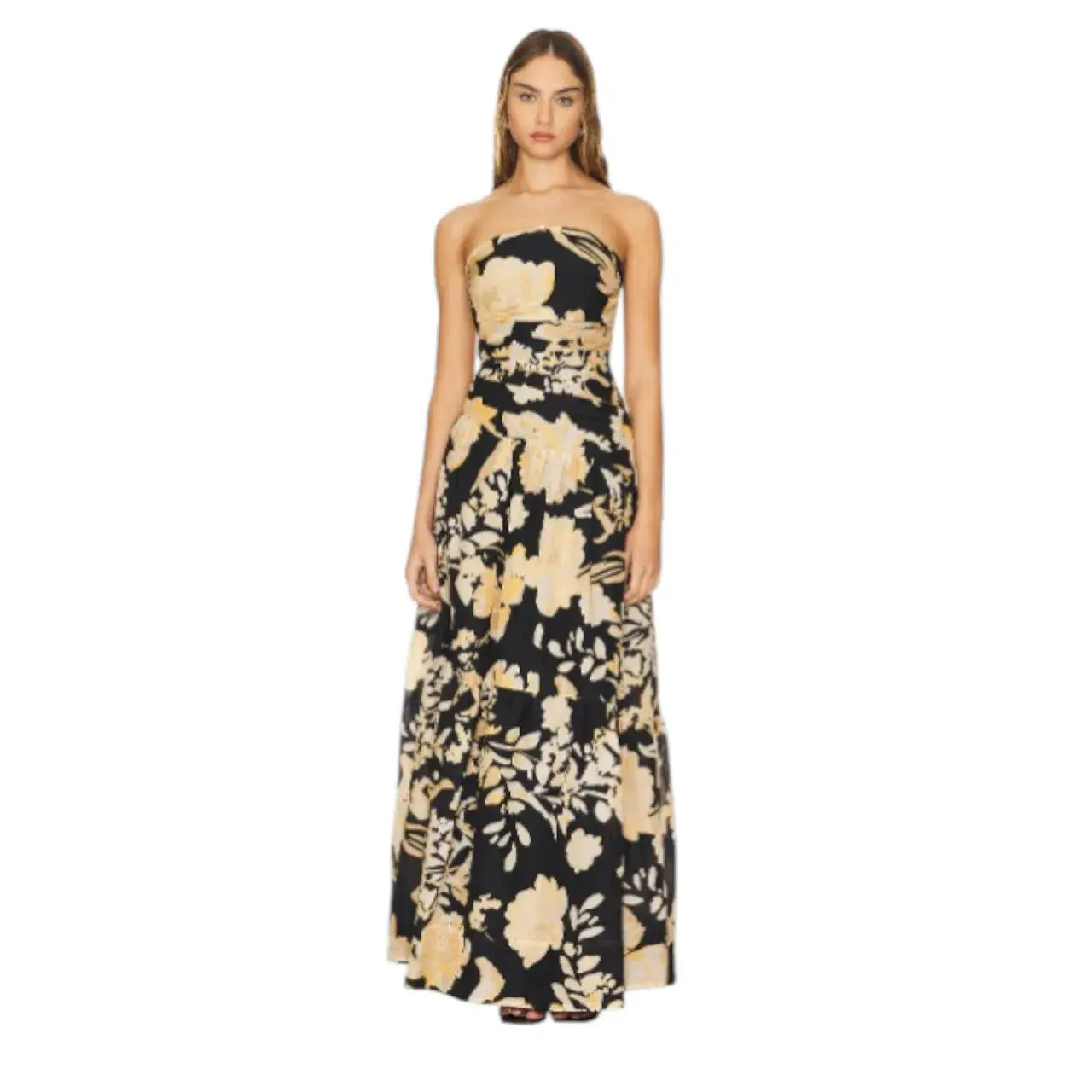SHONA JOY Xenia Strapless Tiered Maxi Dress Gown in Black Size AU  8 - Image 2