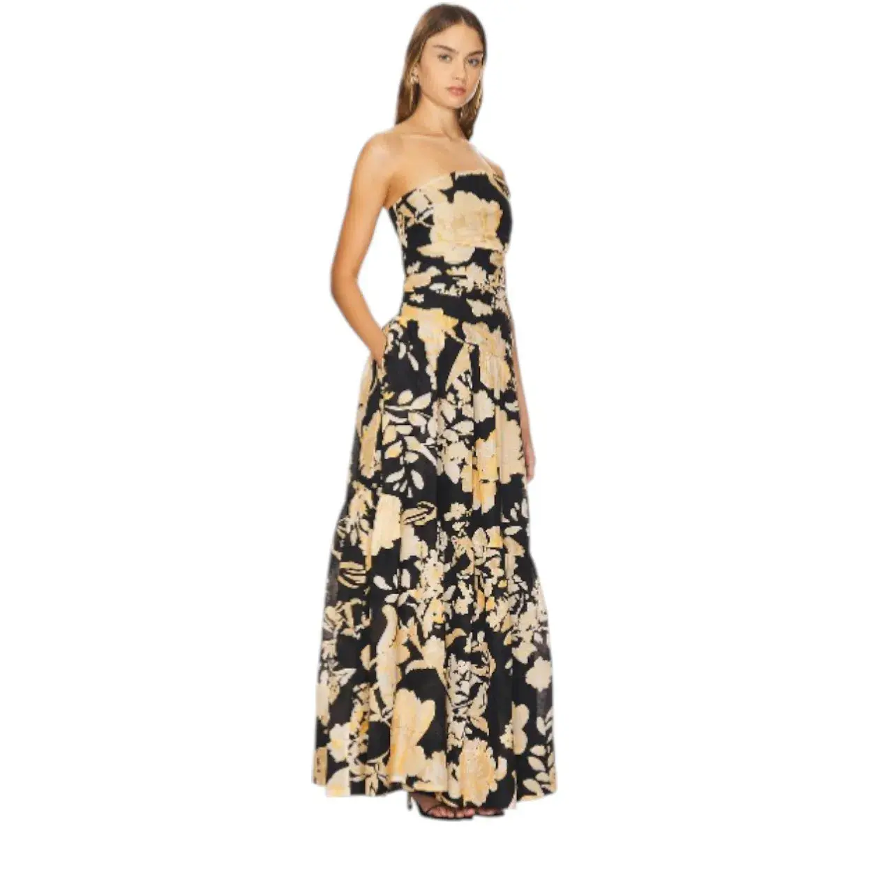 SHONA JOY Xenia Strapless Tiered Maxi Dress Gown in Black Size AU  8 - Image 3
