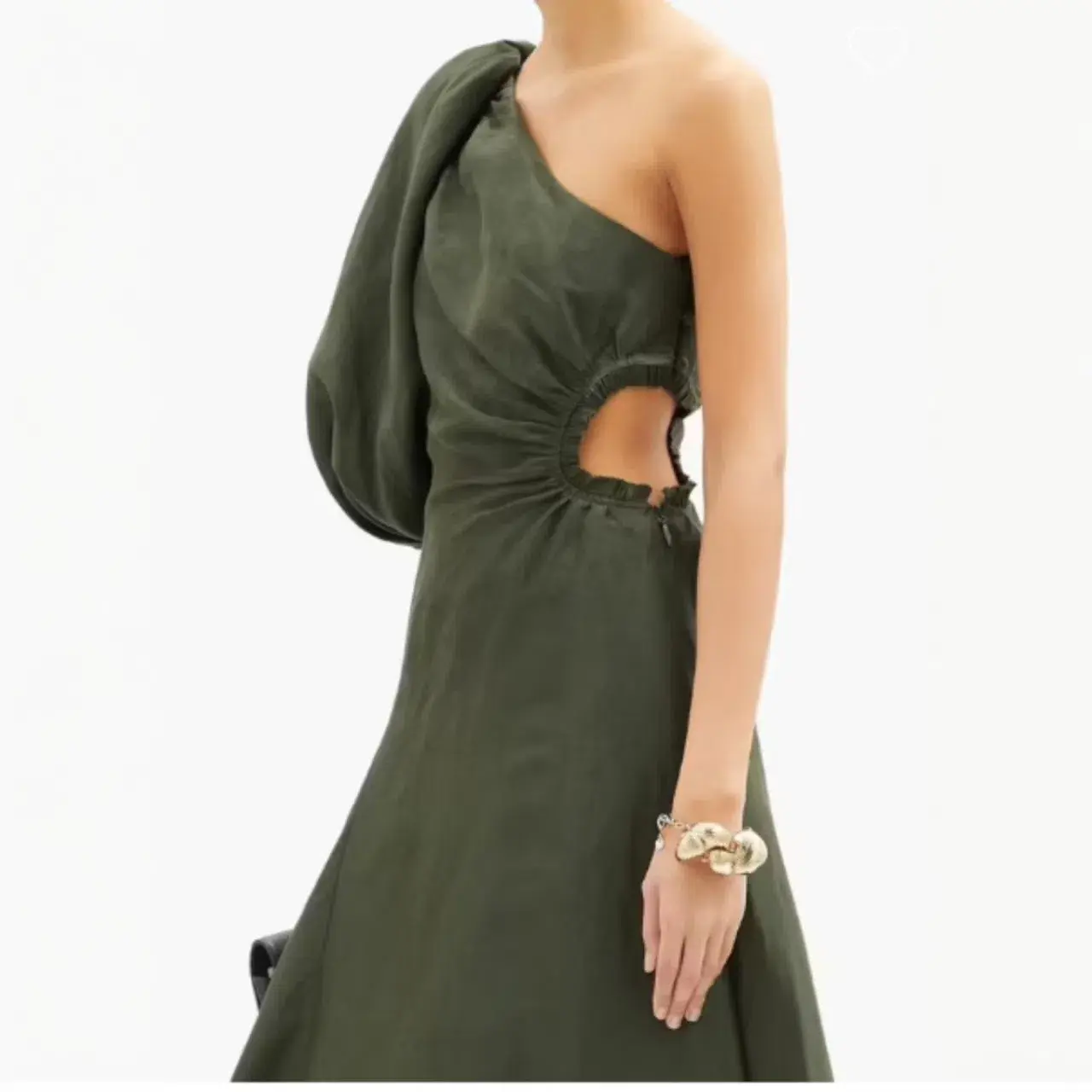 AJE Concept One Shoulder Puff Sleeve Midi Dress Green Size AU 10 - Image 4