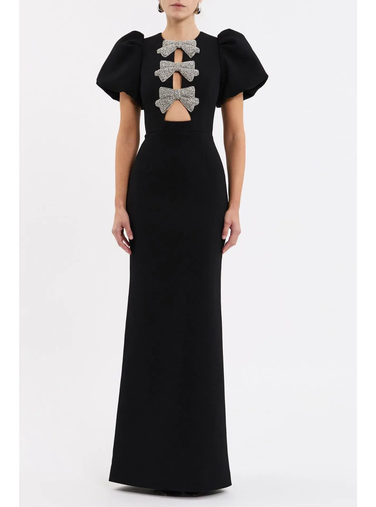 Rebecca Vallance Violetta Puff Sleeve Gown in Black Size AU 10 - Image 1
