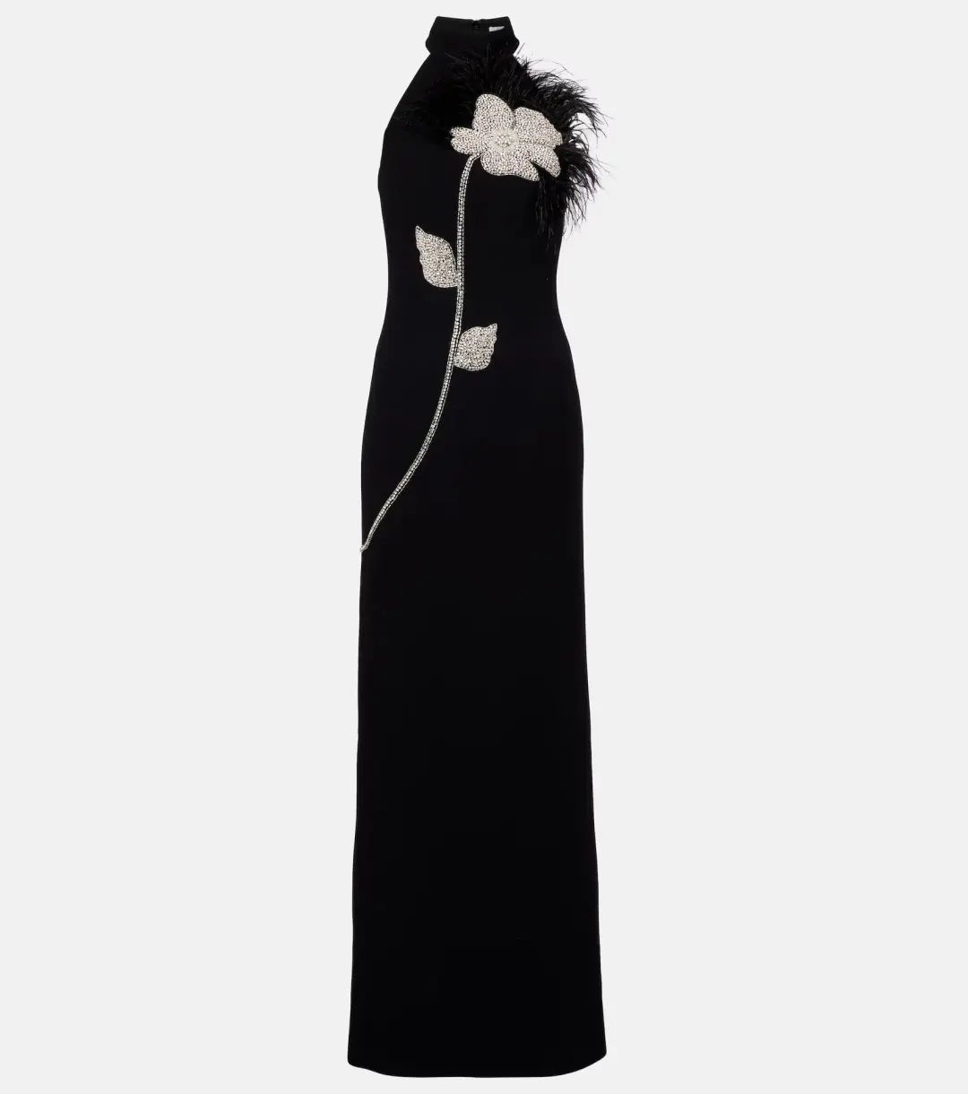 Rebecca Vallance Starlight Embellished Feather Trimmed Gown in Black Size AU 8 for rent on The Volte - main image