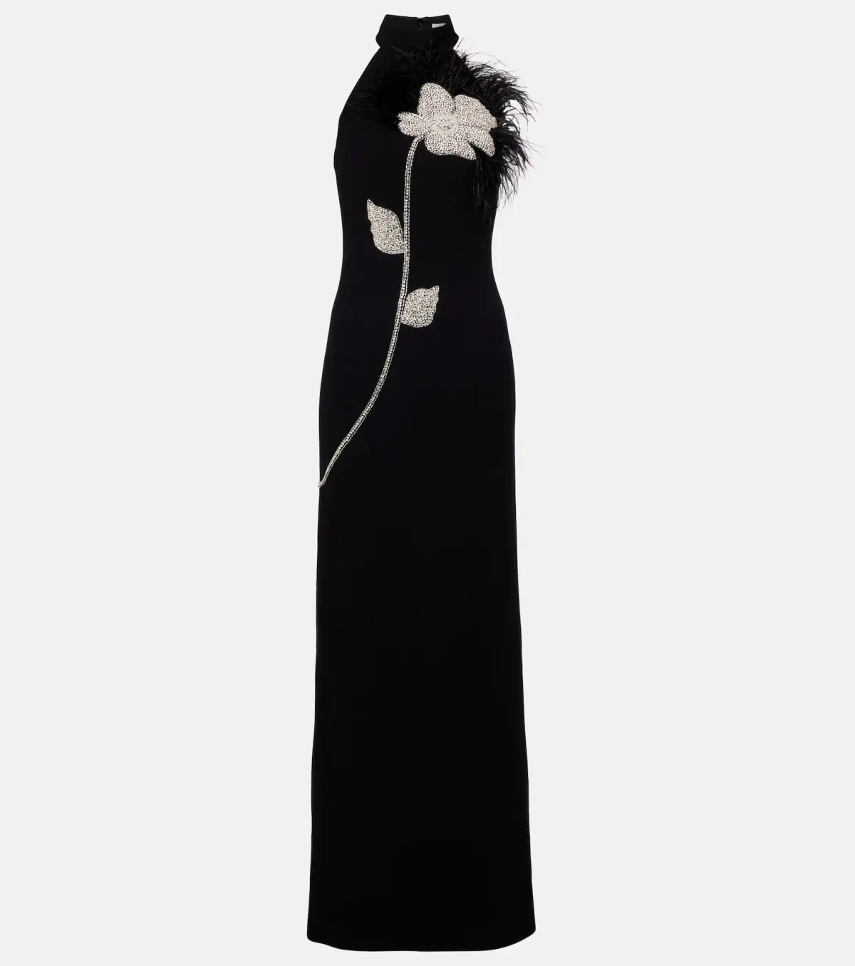 Rebecca Vallance Starlight Embellished Feather Trimmed Gown in Black Size AU 8 - Image 3