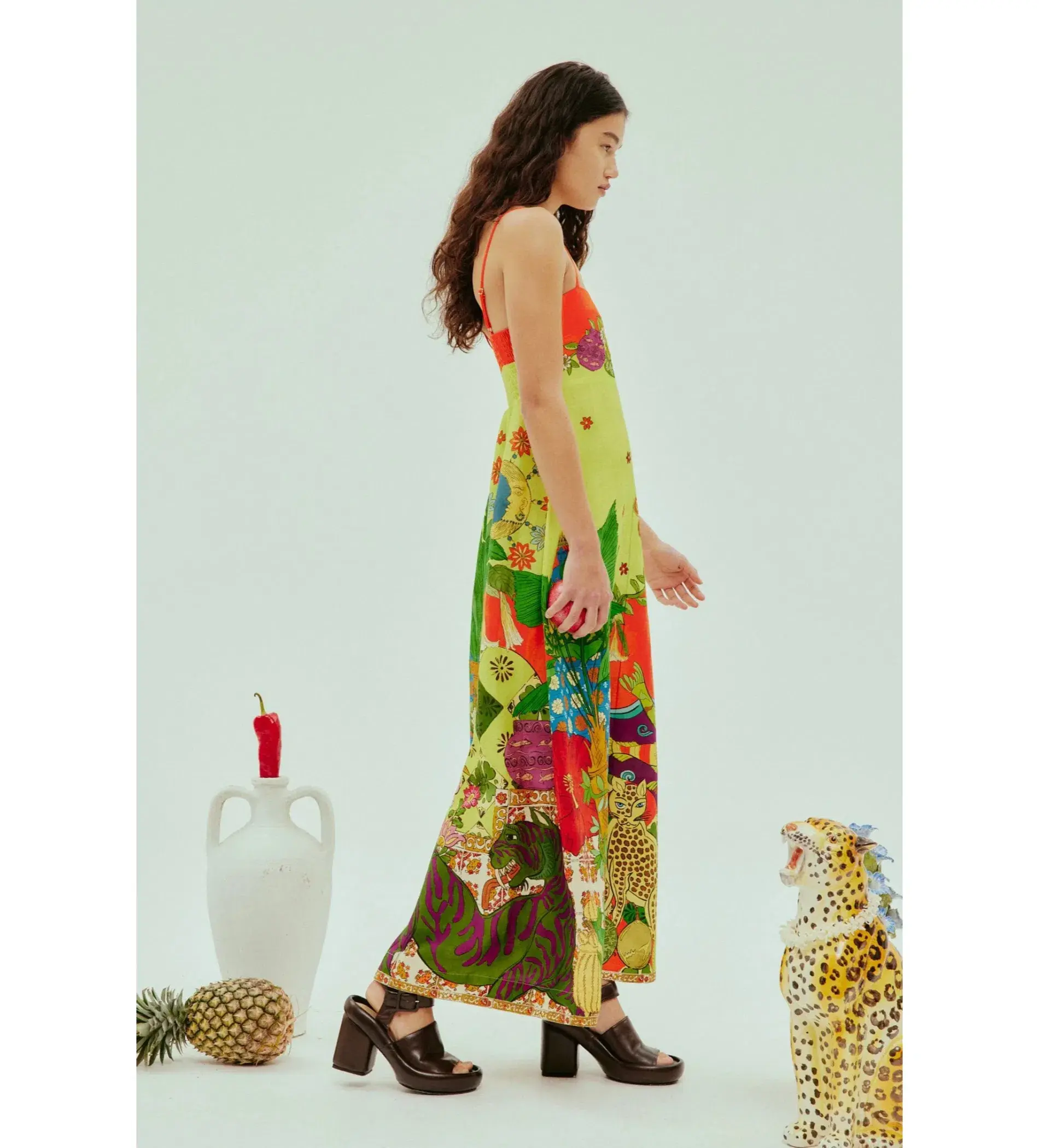 Alemais Tiger Day Midi Dress Multi Print Size AU 12 - Image 3