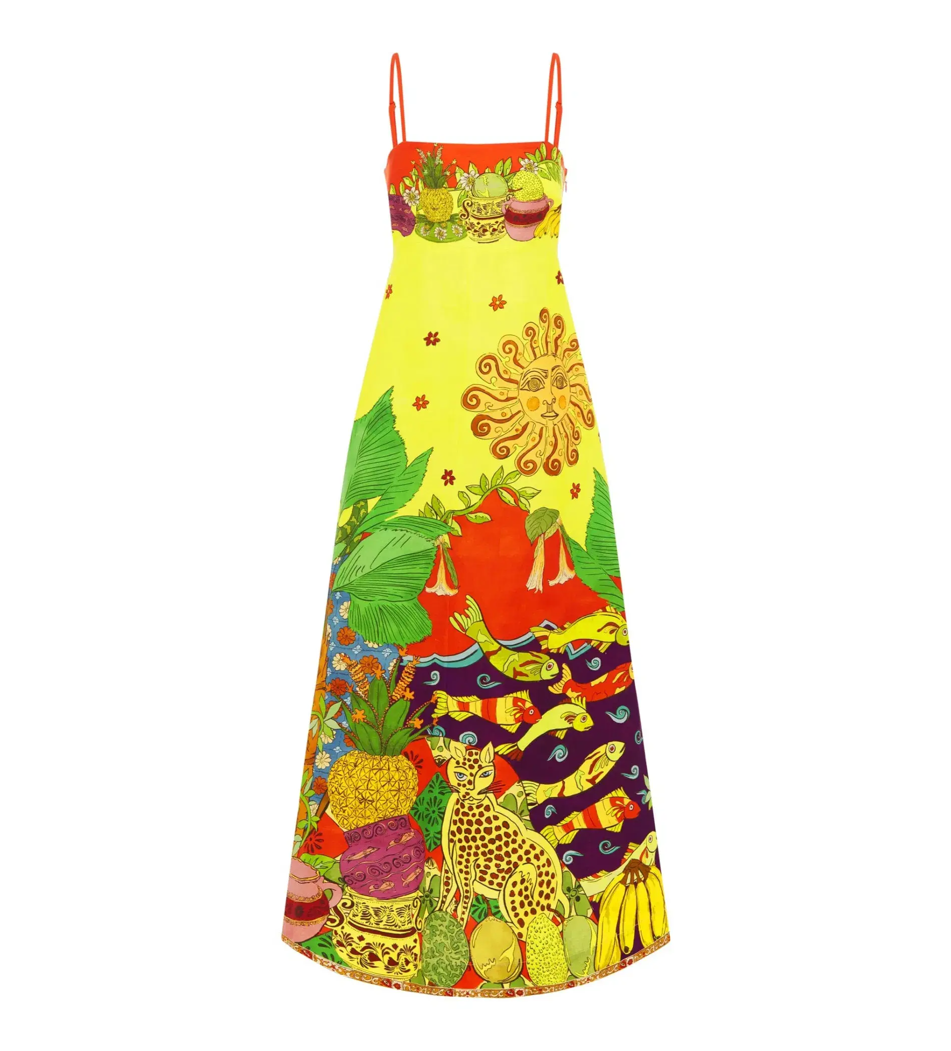 Alemais Tiger Day Midi Dress Multi Print Size AU 12 - Image 6