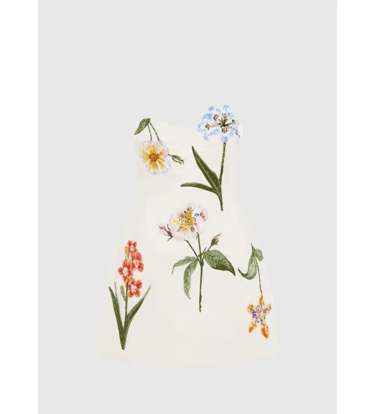 Leo Lin Rosario Velvet Mini Dress Botanical Print in Snow Size 10 - Image 1