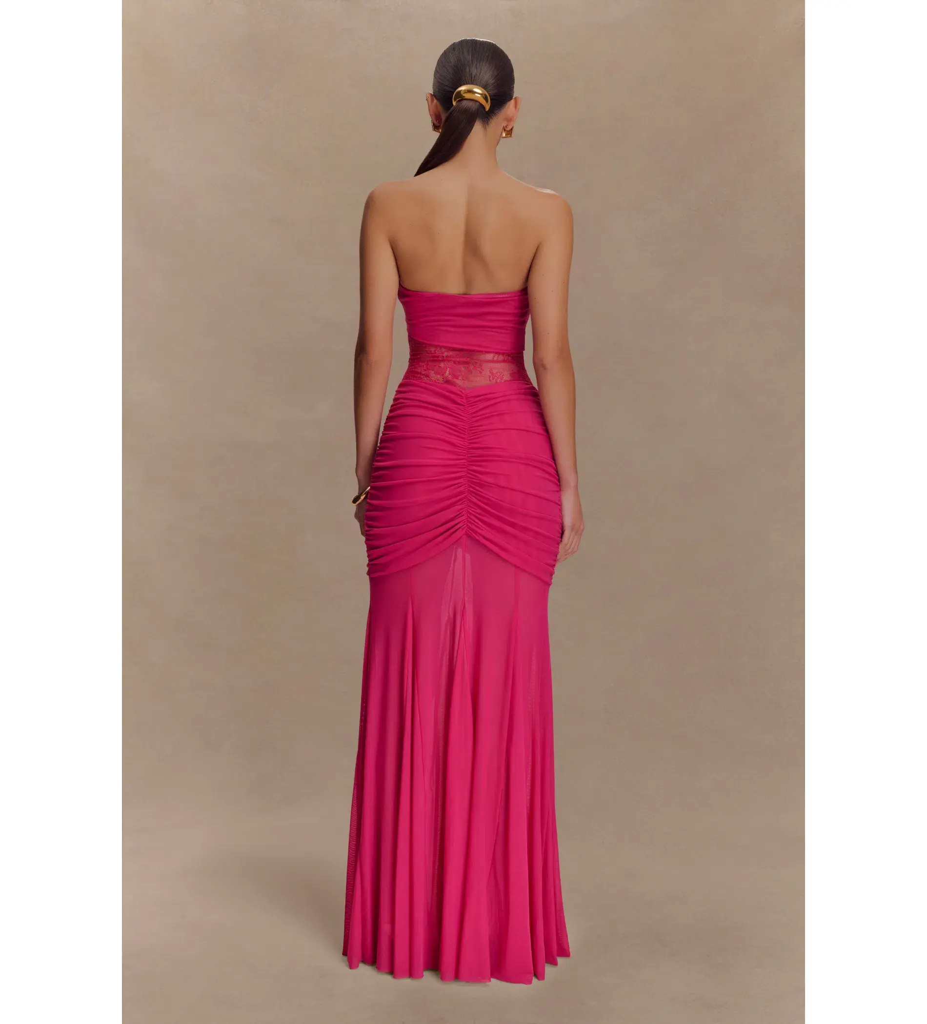 Meshki Khadijah Lace And Mesh Maxi Dress in Dragonfruit Size S / AU 8 - Image 3