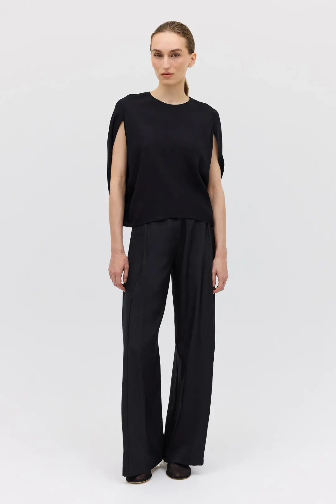 Bianca Spender Crepe Crawford Top Black Size 8/S for rent on The Volte - main image