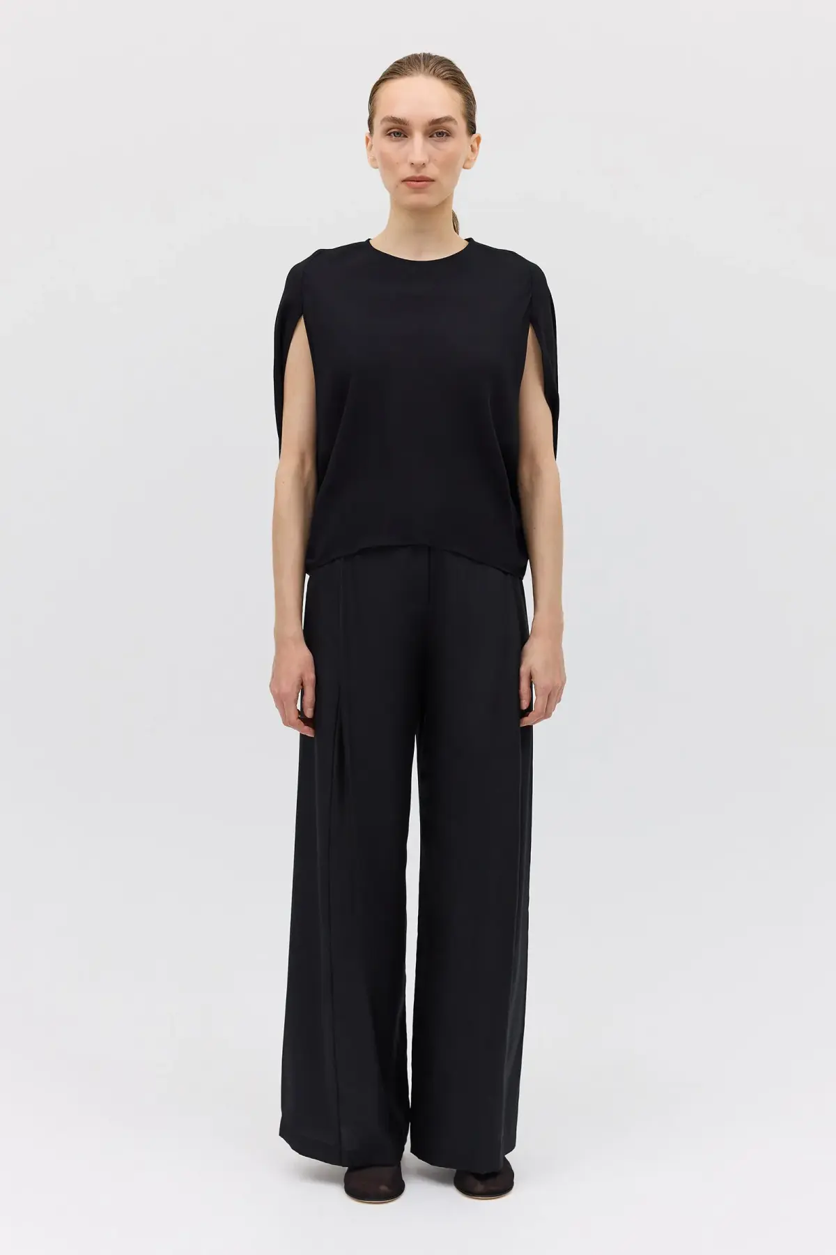 Bianca Spender Crepe Crawford Top Black Size 8/S for rent on The Volte - main image