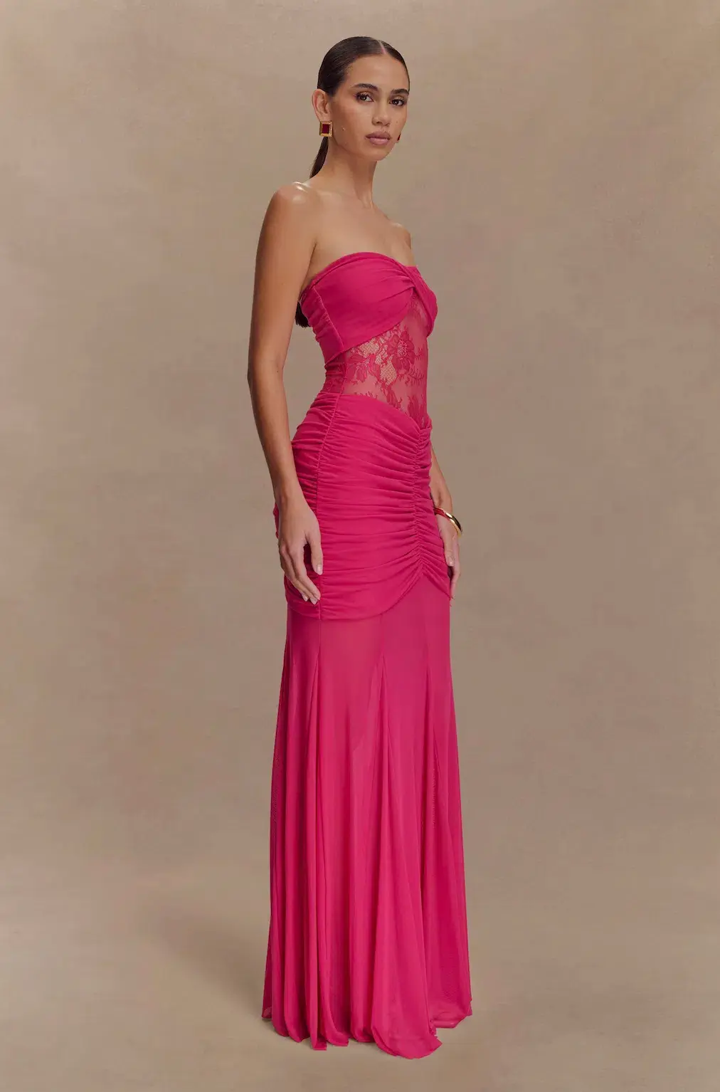 Meshki Khadijah Lace and Mesh Maxi Dress in Pink Size 10 - Image 2
