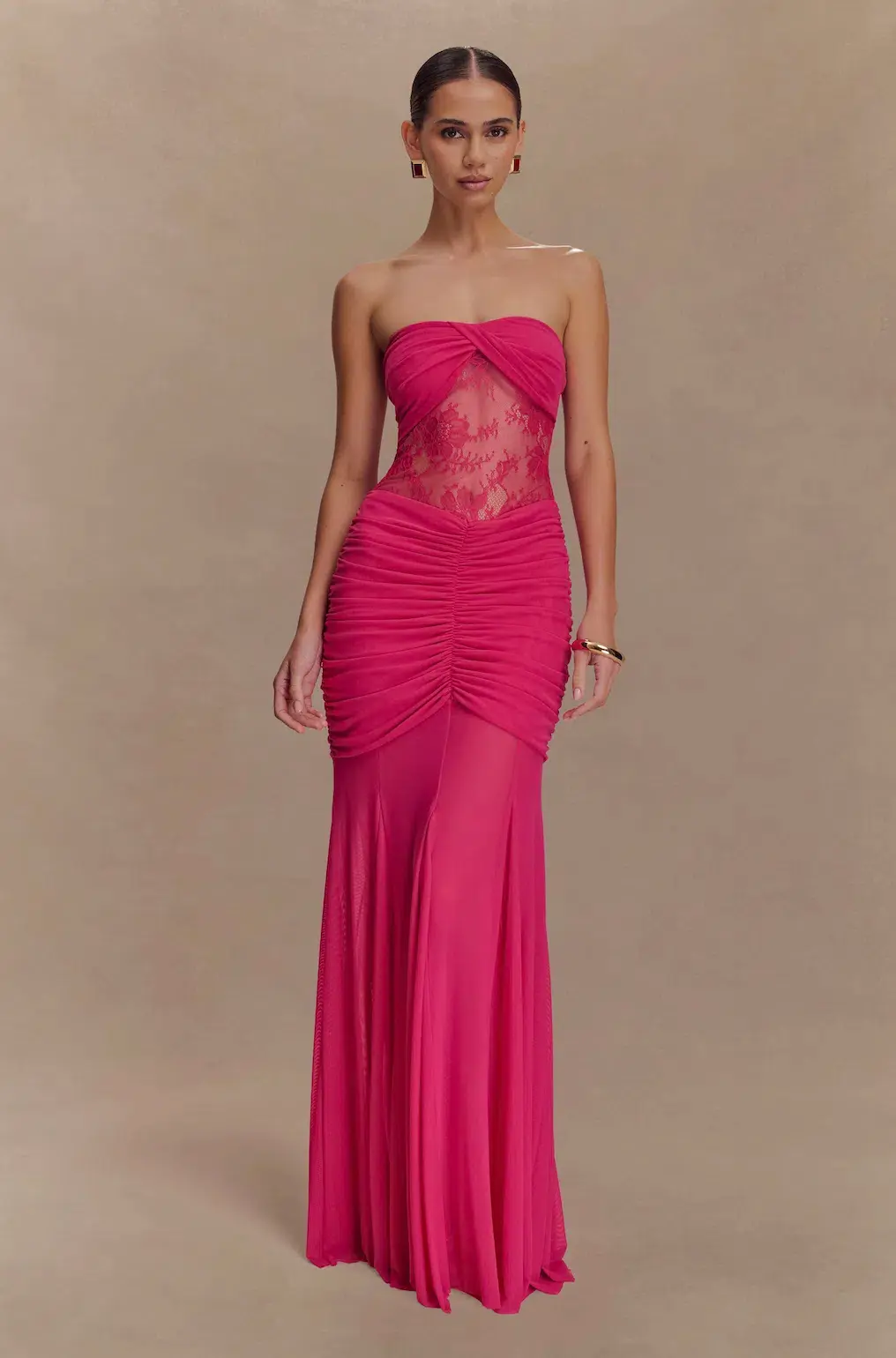 Meshki Khadijah Lace and Mesh Maxi Dress in Pink Size 10 - Image 1