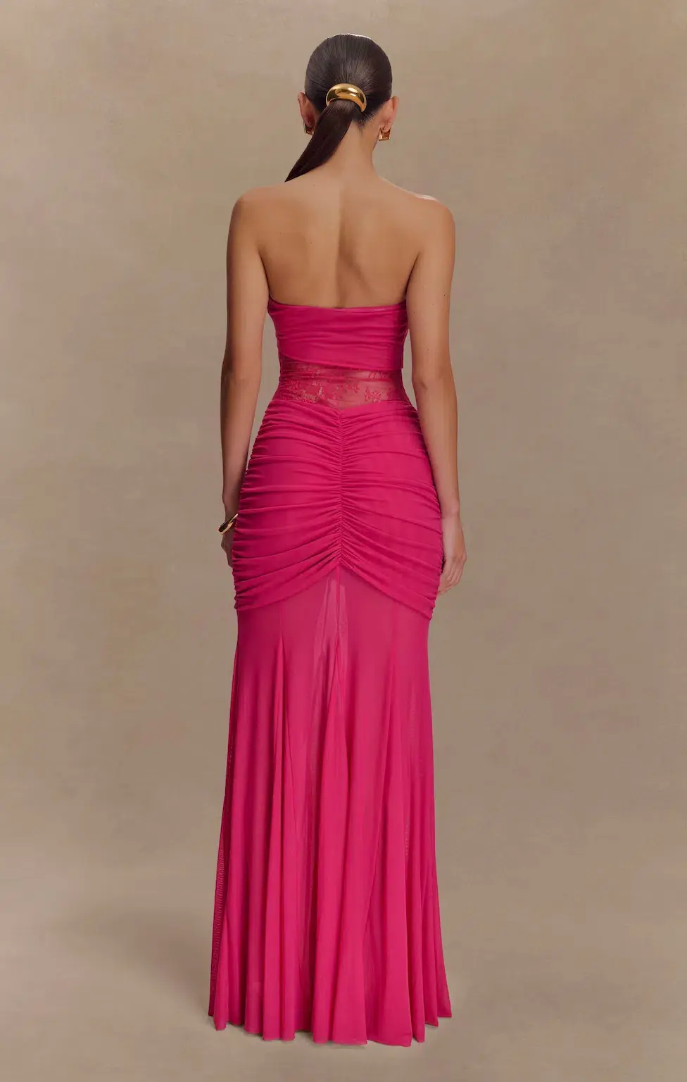 Meshki Khadijah Lace and Mesh Maxi Dress in Pink Size 10 - Image 3