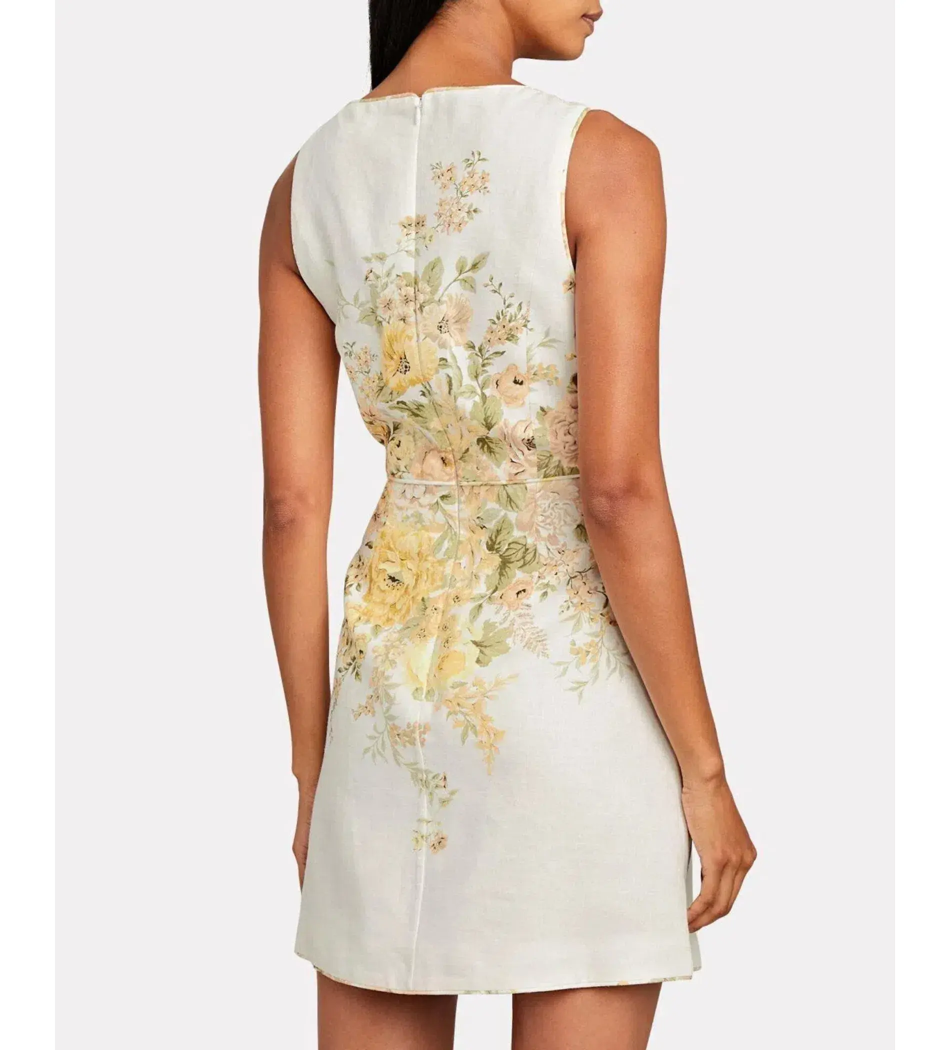 Zimmermann Amelie Cut Out Mini Dress Ivory Garden Floral Size 1 AU 10 - Image 3
