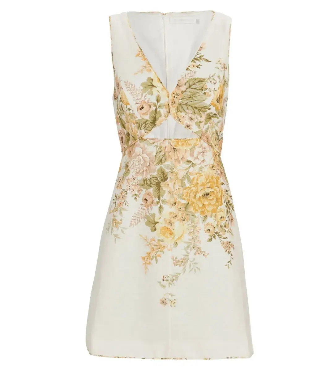 Zimmermann Amelie Cut Out Mini Dress Ivory Garden Floral Size 1 AU 10 for rent on The Volte - main image