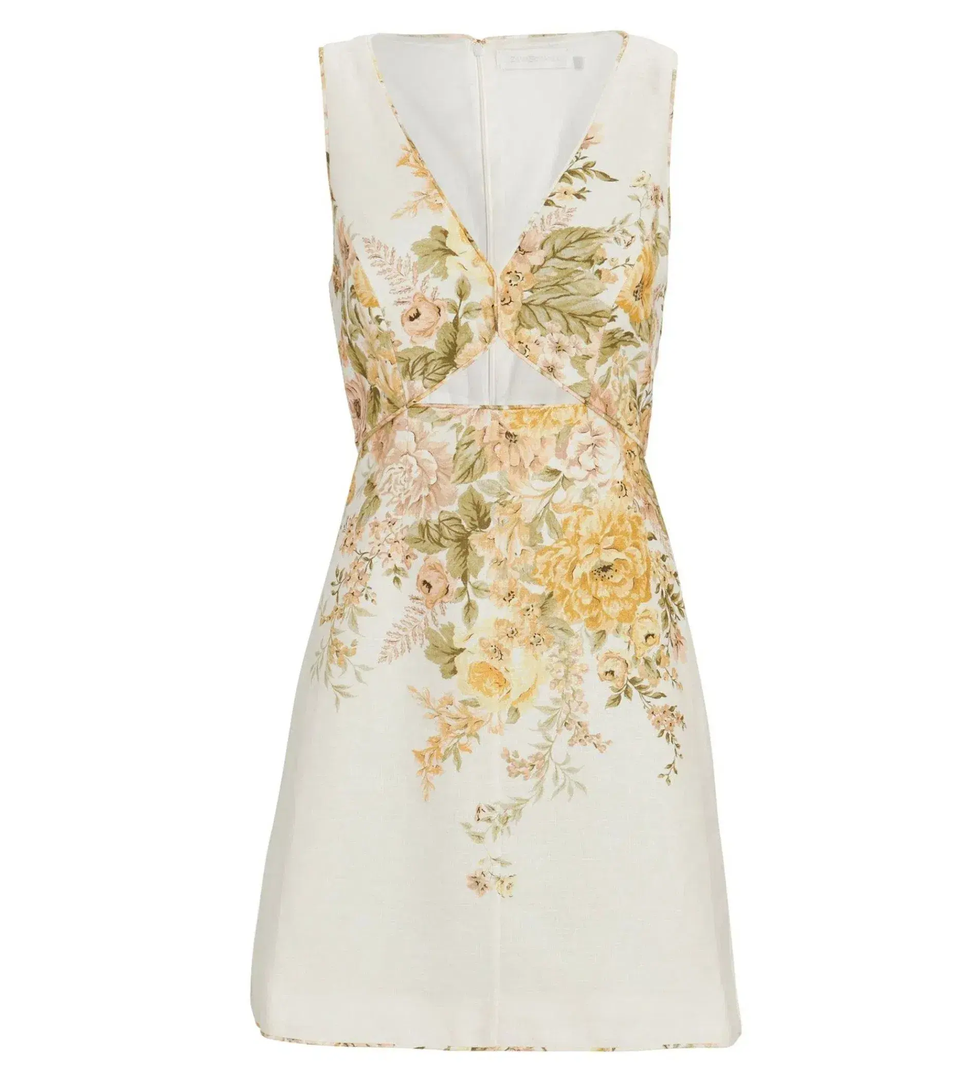 Zimmermann Amelie Cut Out Mini Dress Ivory Garden Floral Size 1 AU 10 - Image 5