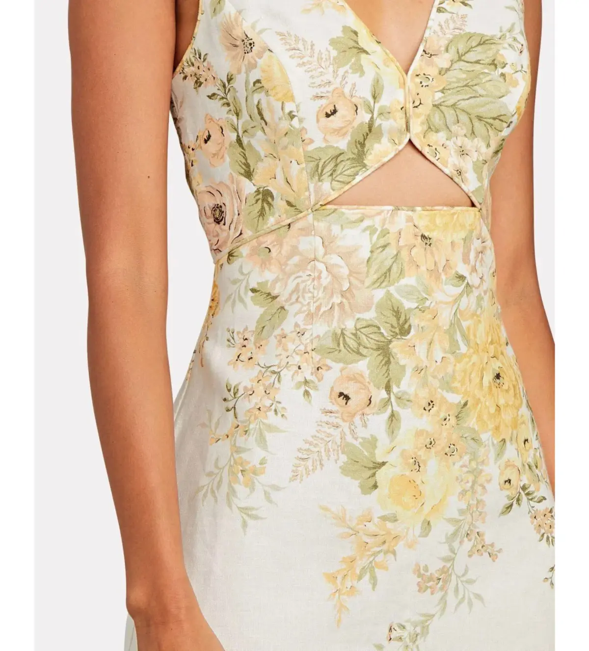 Zimmermann Amelie Cut Out Mini Dress Ivory Garden Floral Size 1 AU 10 - Image 4