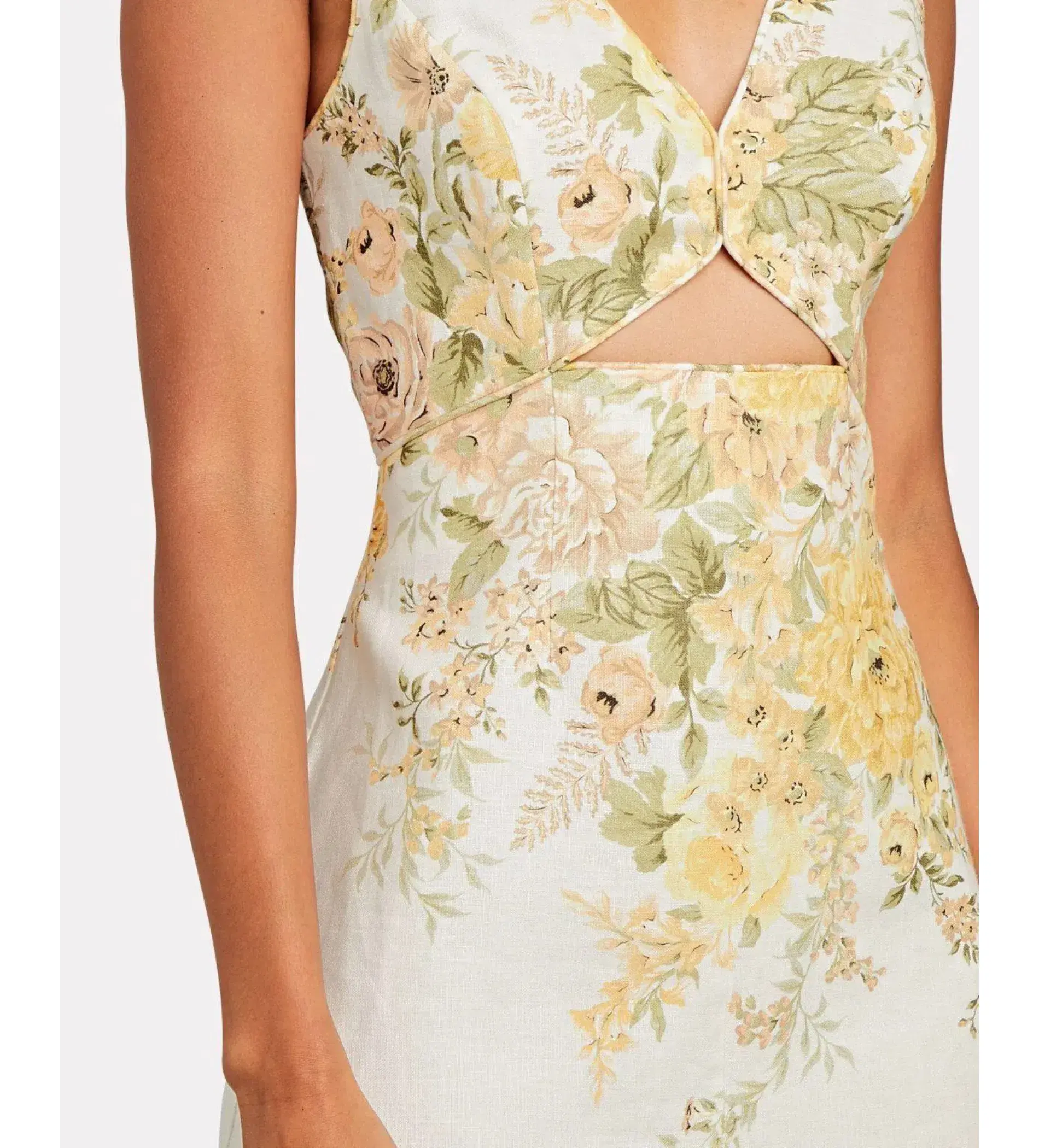 Zimmermann Amelie Cut Out Mini Dress Ivory Garden Floral Size 1 AU 10 - Image 4